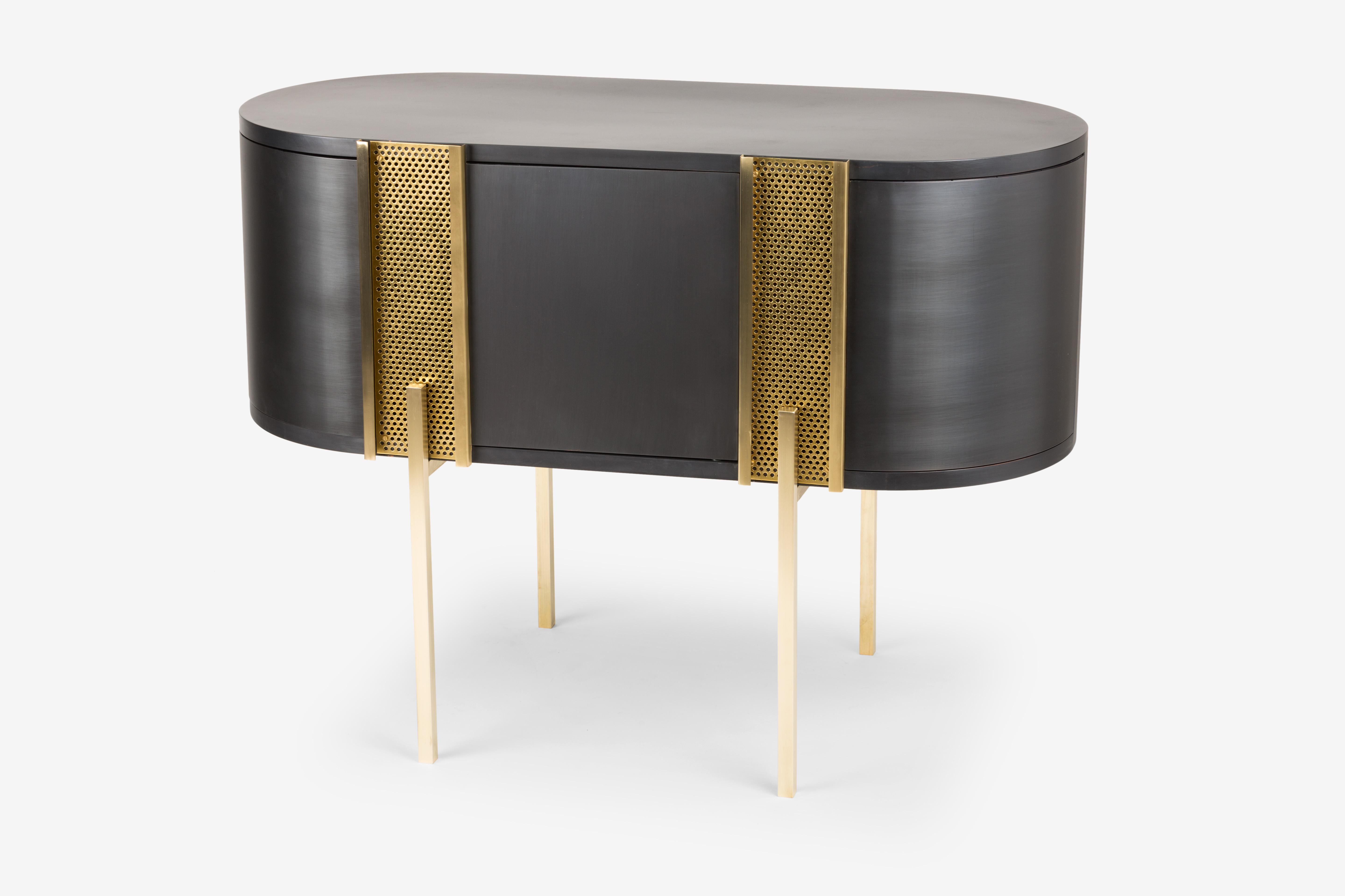 Contemporary Be-Lieve Console in Iron and Matte Brass-Plated, Handcrafted by Mingardo For Sale