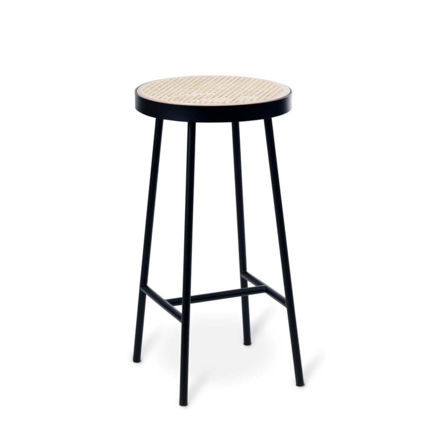Be My Guest Bar Stool by Warm Nordic
Dimensions: D 38 x H 73 cm
Material: White oiled solid oak, French cane, Black noir powder coated steel frame
Weight: 9.3 kg

Warm Nordic is an ambitious design brand anchored in Nordic design history and