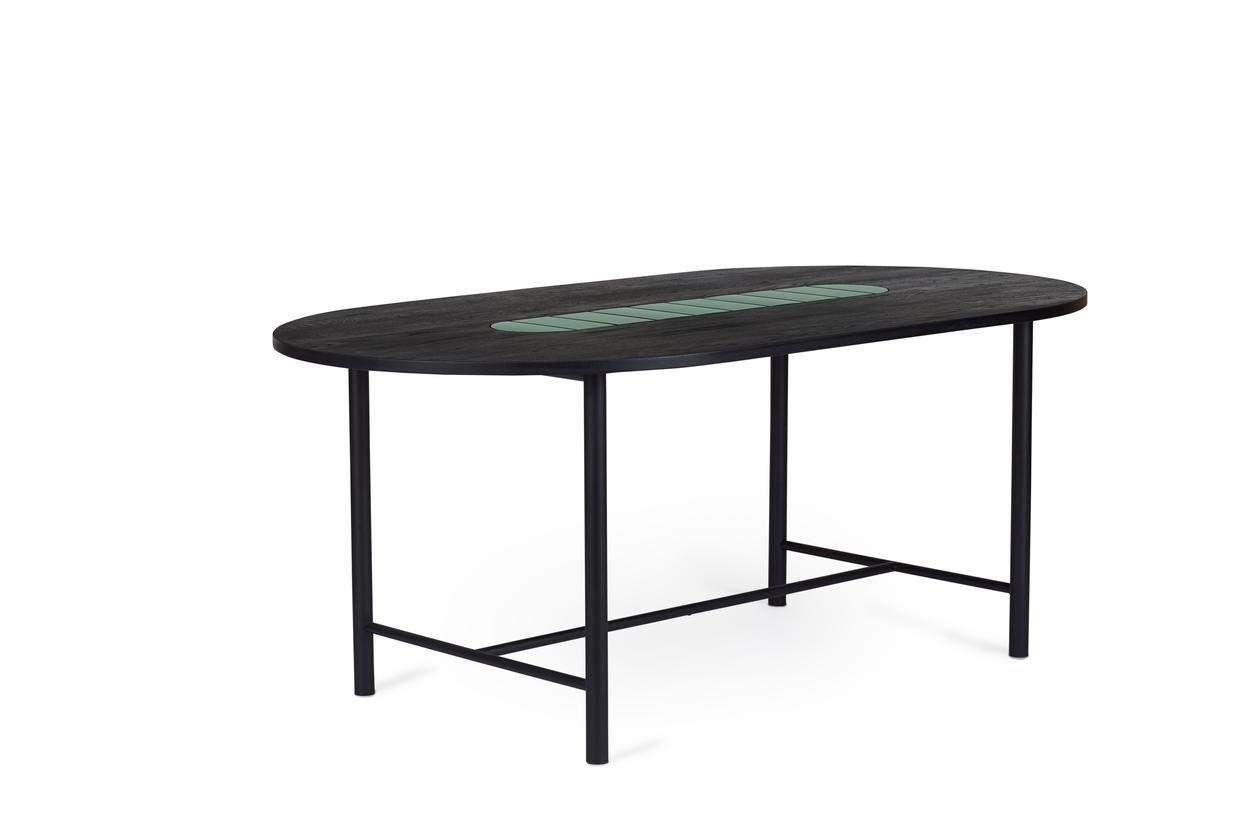 Post-Modern Be My Guest Dining Table 180 Black Oak Forrest Green by Warm Nordic For Sale
