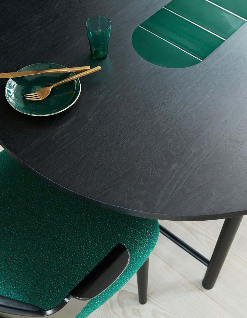 Danish Be My Guest Dining Table 180 Black Oak Forrest Green by Warm Nordic For Sale