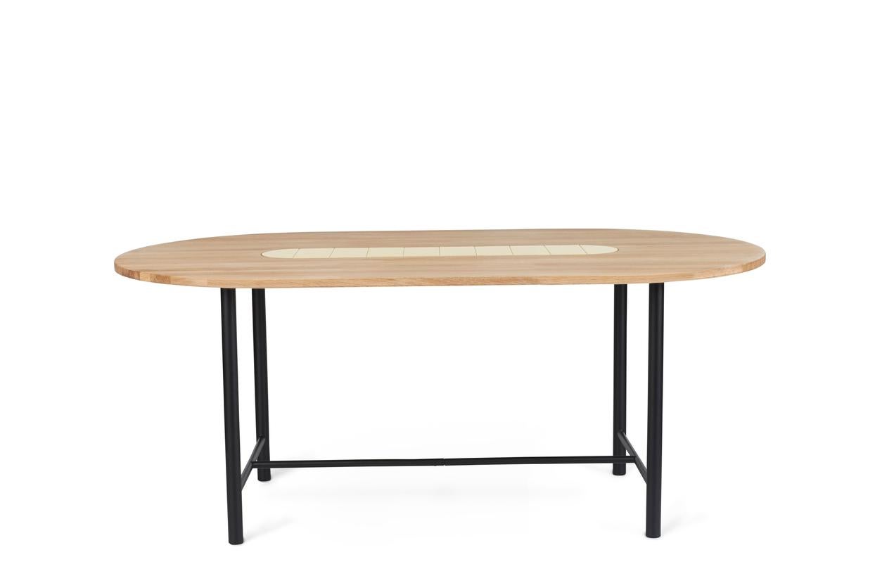 Be My Guest dining table 180 White Oak Butter Yellow by Warm Nordic
Dimensions: D180 x W100 x H73 cm
Material: White oiled solid oak, Butter yellow tiles, Black noir powder coated steel Frame
Weight: 30 kg
Also available in different colors and