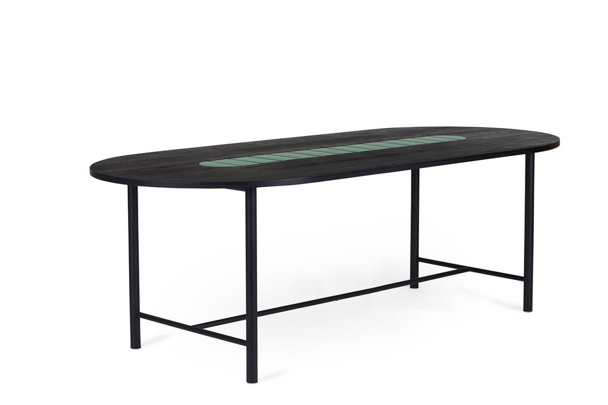 Post-Modern Be My Guest Dining Table 240 Black Oak Forrest Green by Warm Nordic For Sale