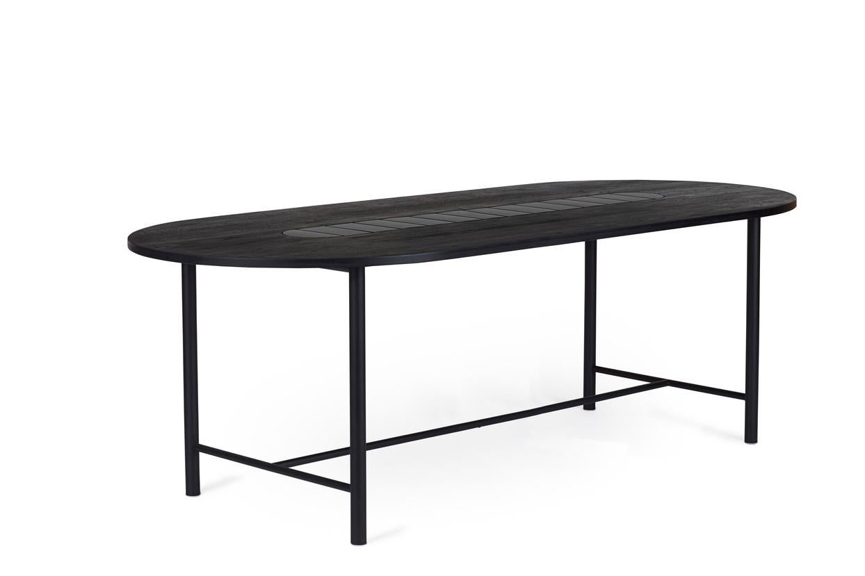 Post-Modern Be My Guest Dining Table 240 Black Oak Soft Black Tiles by Warm Nordic For Sale