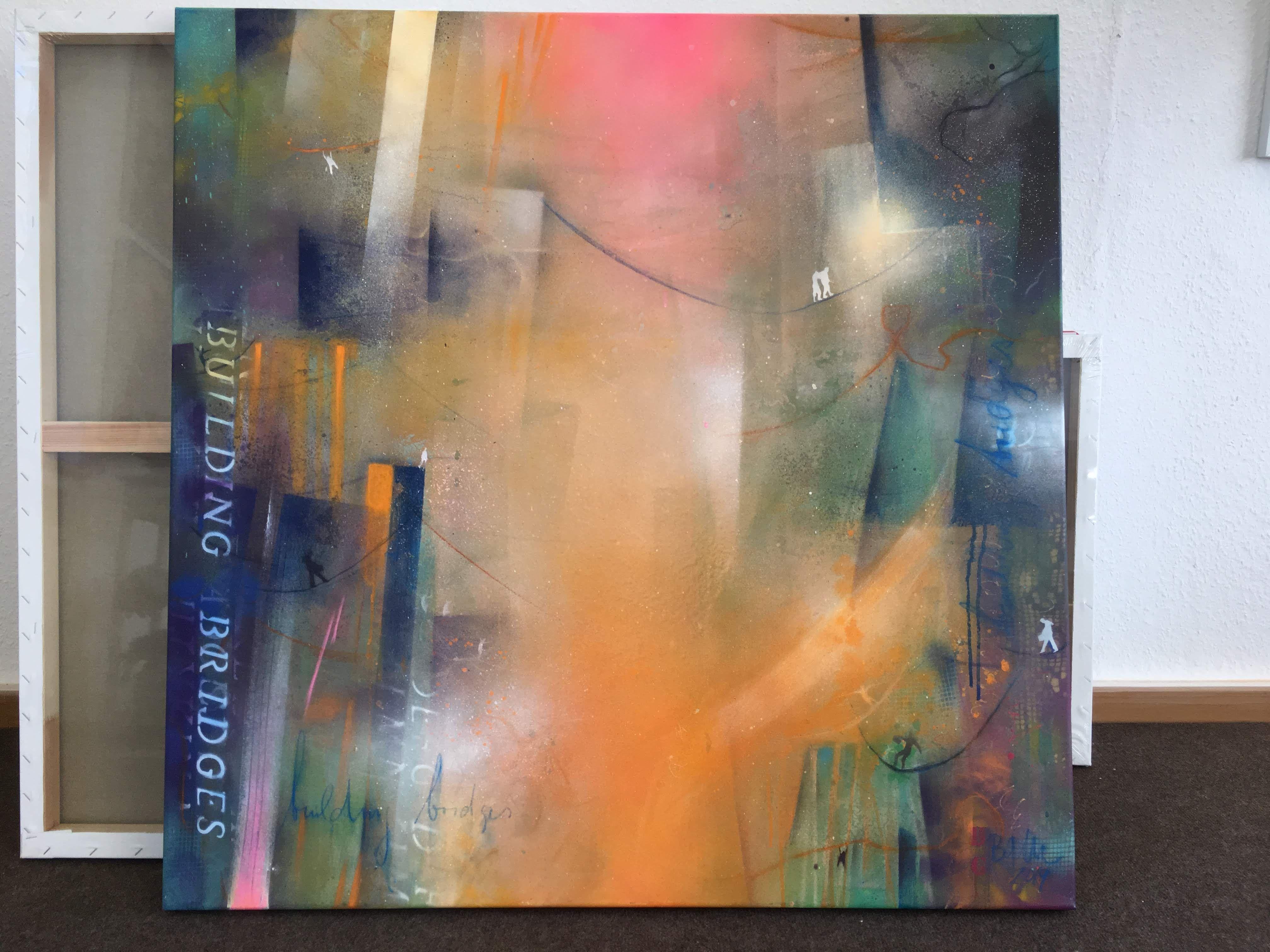 building bridges IX, Mixed Media on Canvas - Abstract Mixed Media Art by Bea Garding Schubert