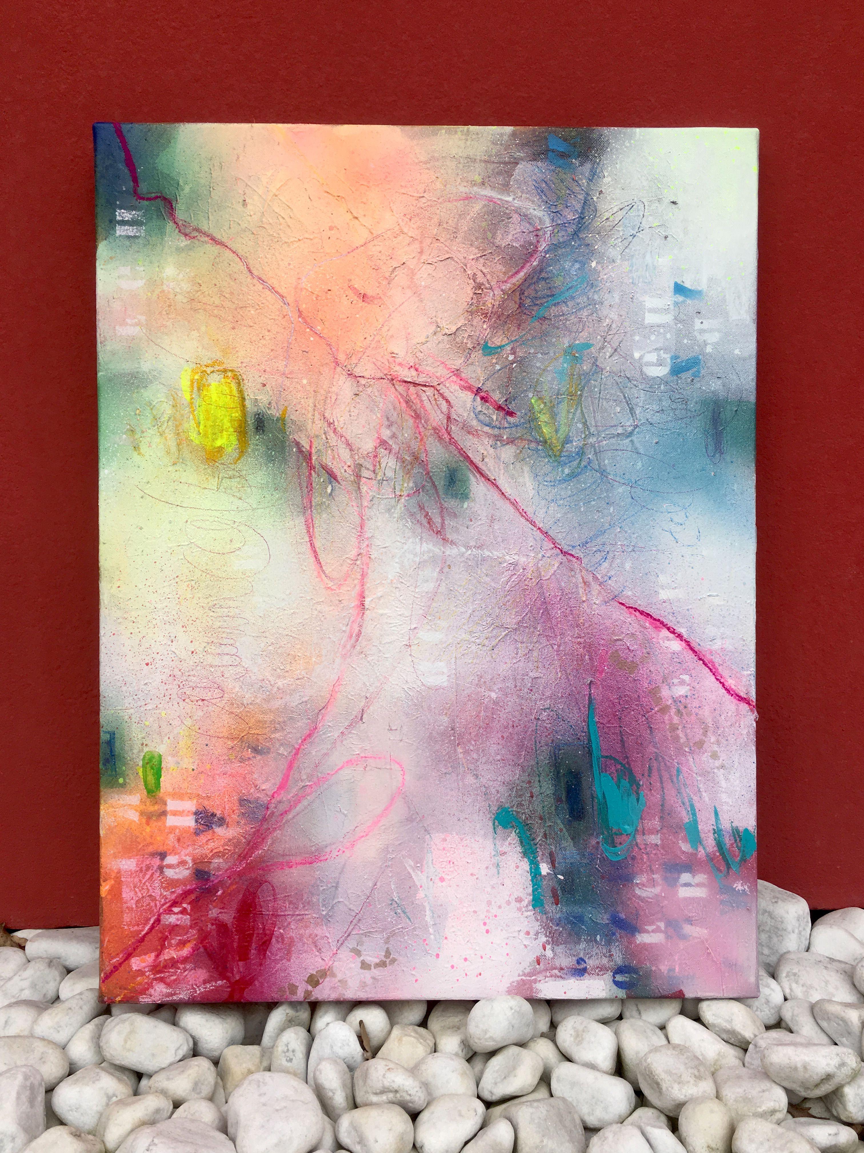 Far from words IV, Mixed Media on Canvas - Abstract Mixed Media Art by Bea Garding Schubert