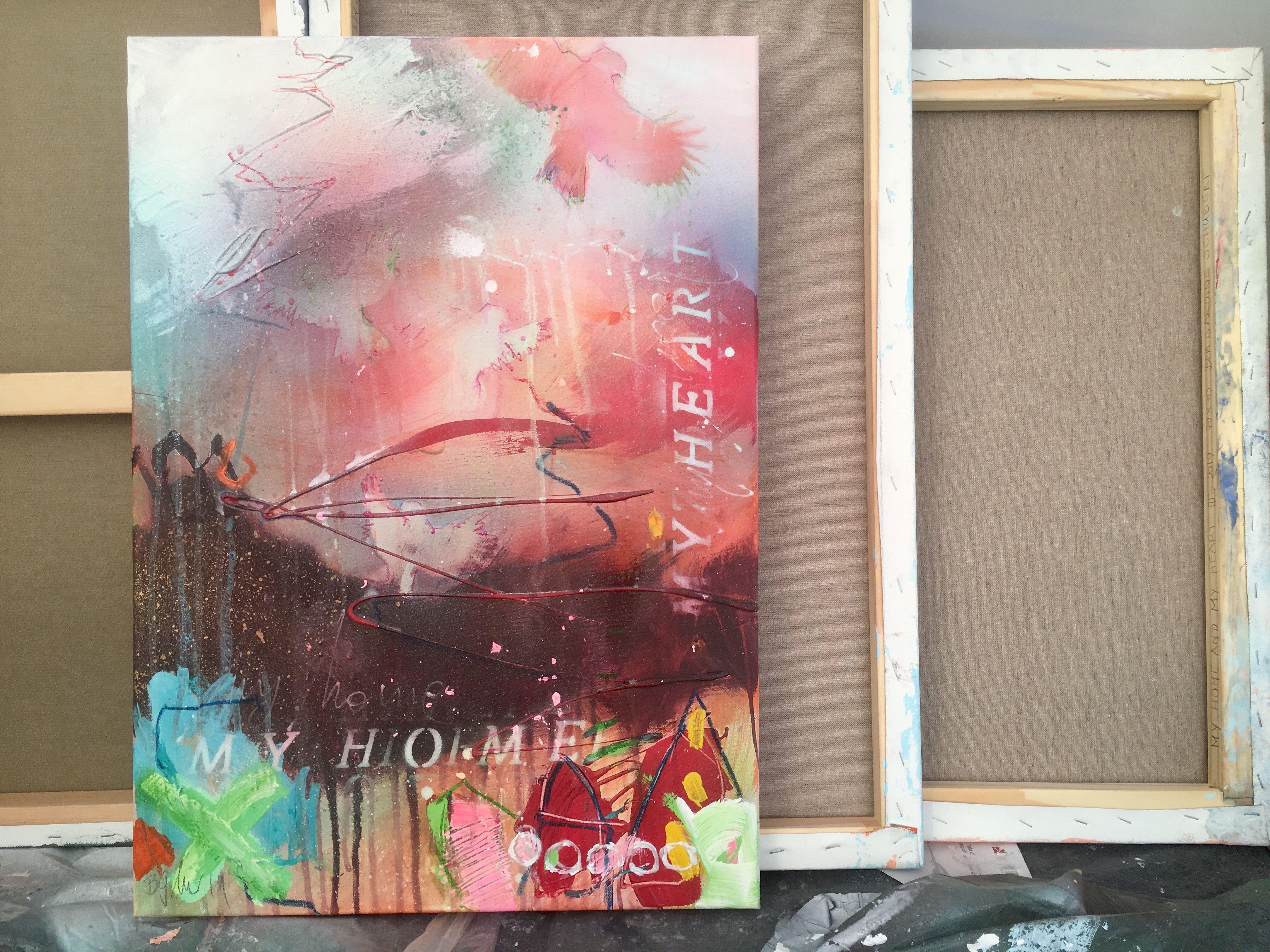 my home and my heart V, Mixed Media on Canvas - Abstract Mixed Media Art by Bea Garding Schubert