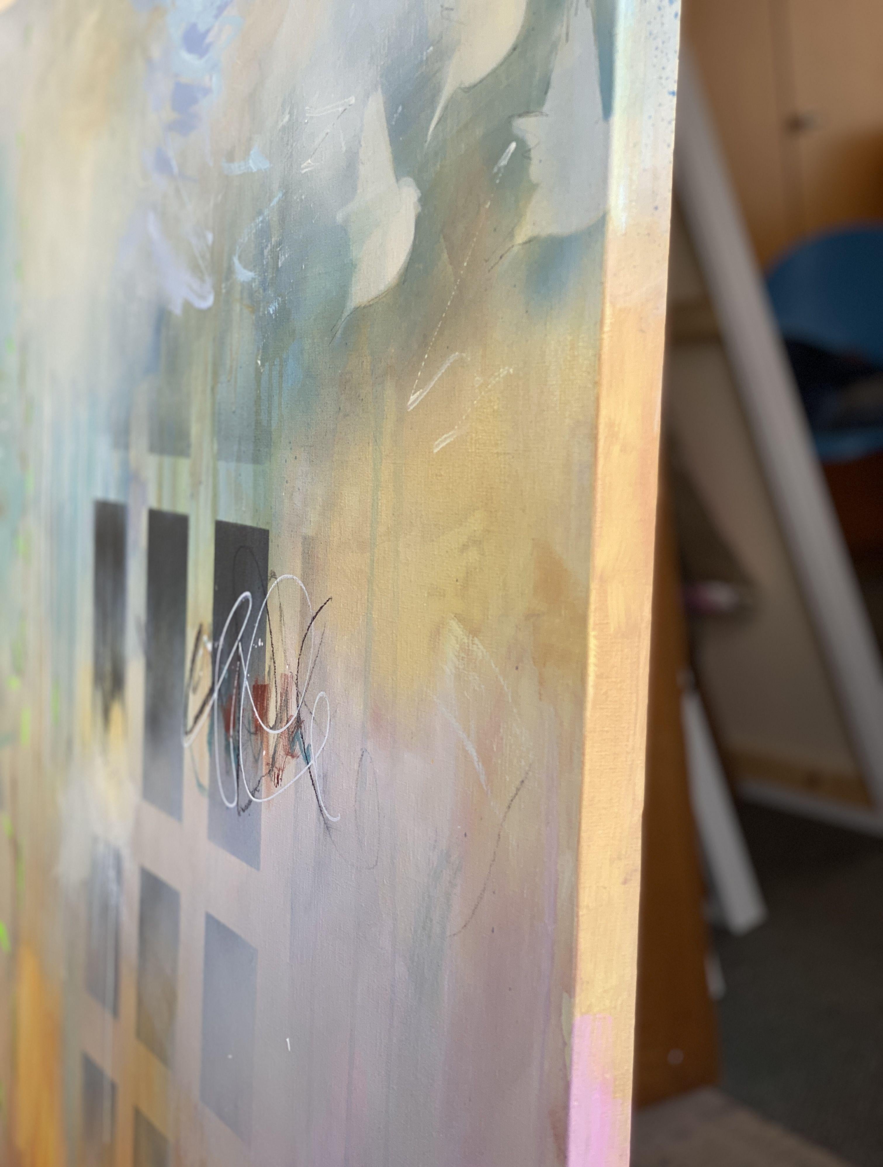 Flying Home No.2  XXL, Pittura, Acrilico su tela - Abstract Painting Grigio di Bea Garding Schubert