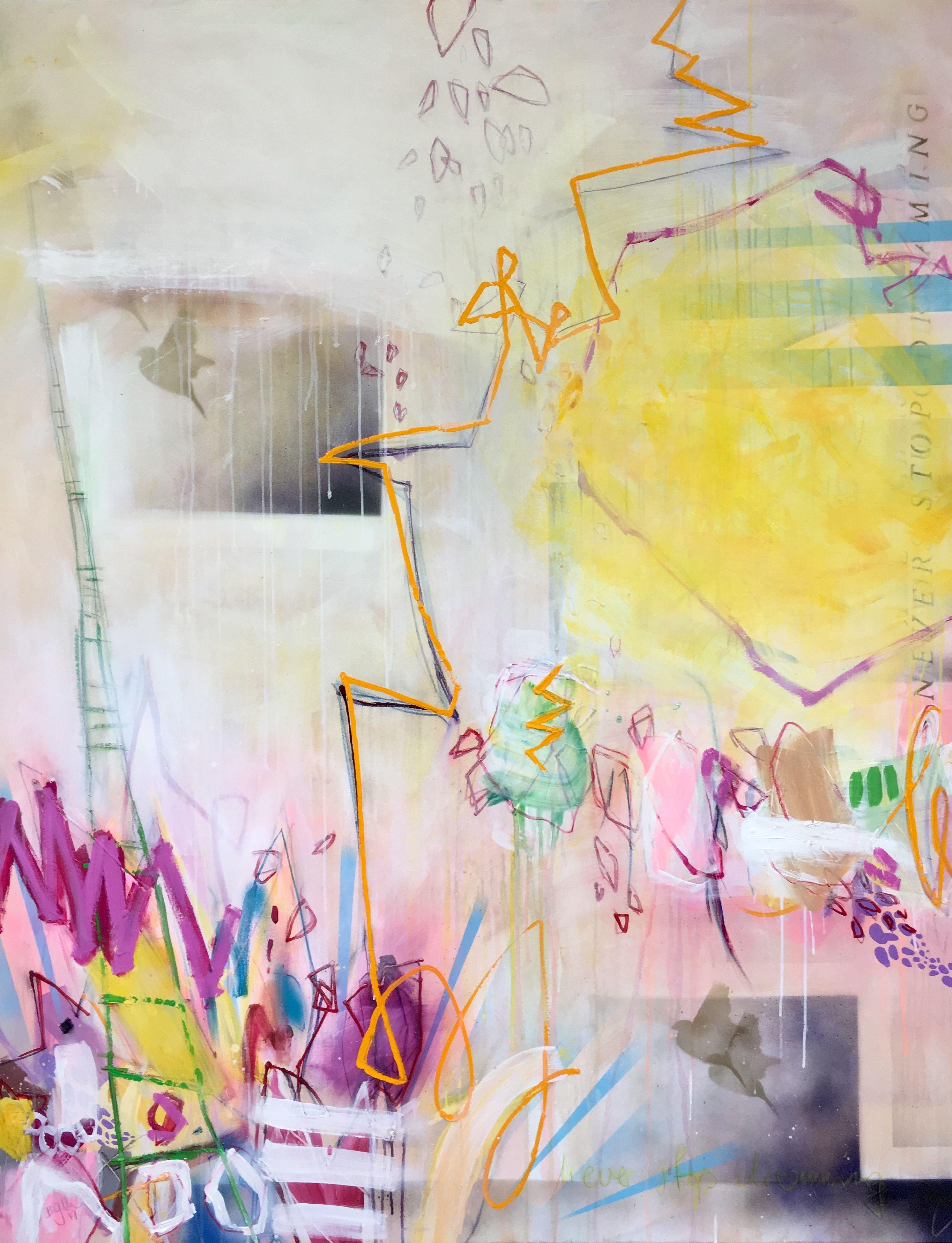 Non smettere mai di sognare No.2, Pittura, Acrilico su tela - Painting di Bea Garding Schubert