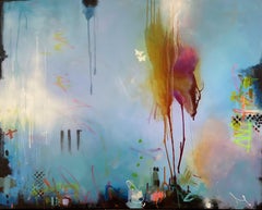 acrylic moon painting Take me to the Moon No.6, Painting, Acrylic on Canvas