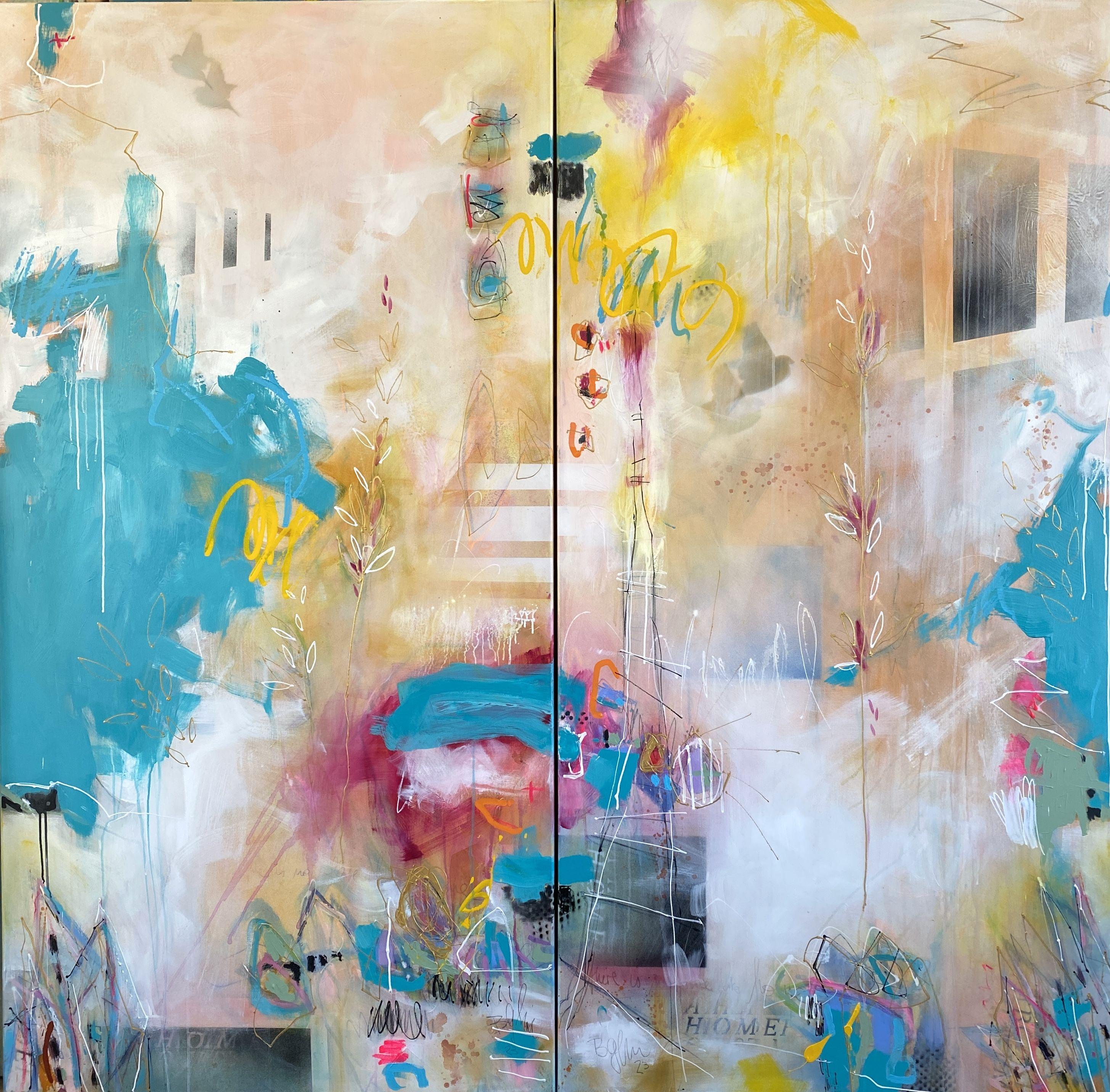 Bea Garding Schubert Abstract Painting - There is no place like Home (XXL diptychon), Painting, Acrylic on Canvas