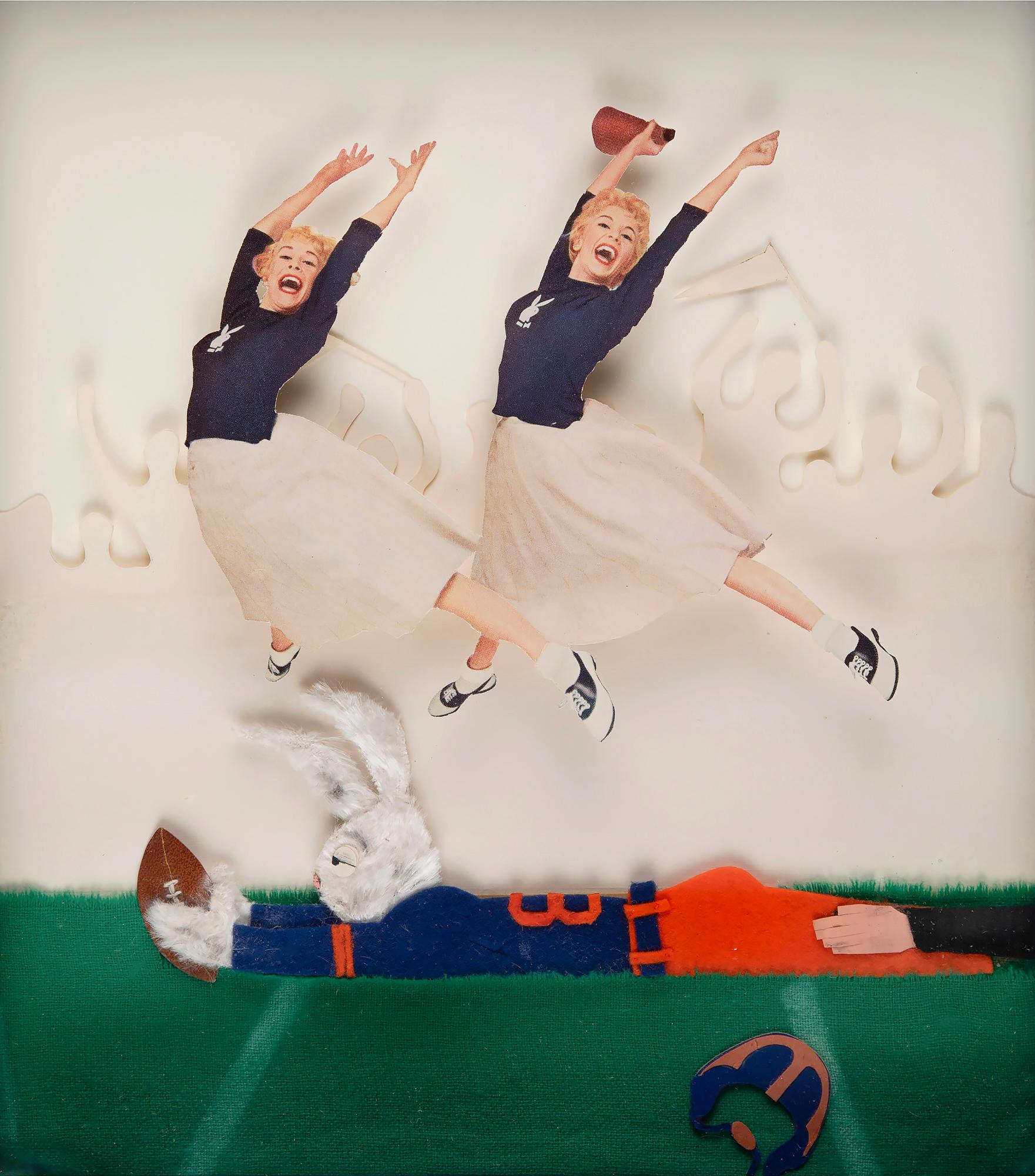 Bea Paul Figurative Sculpture - Playboy Magazine Cover  - College Cheerleaders at Football Mid Century 