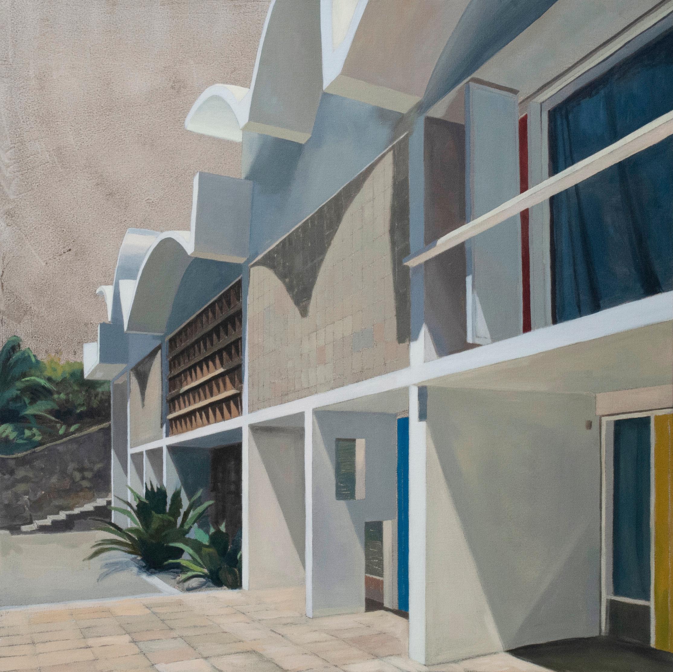 Figurative Painting di Bea Sarrias  - LA PUERTA AMARILLA