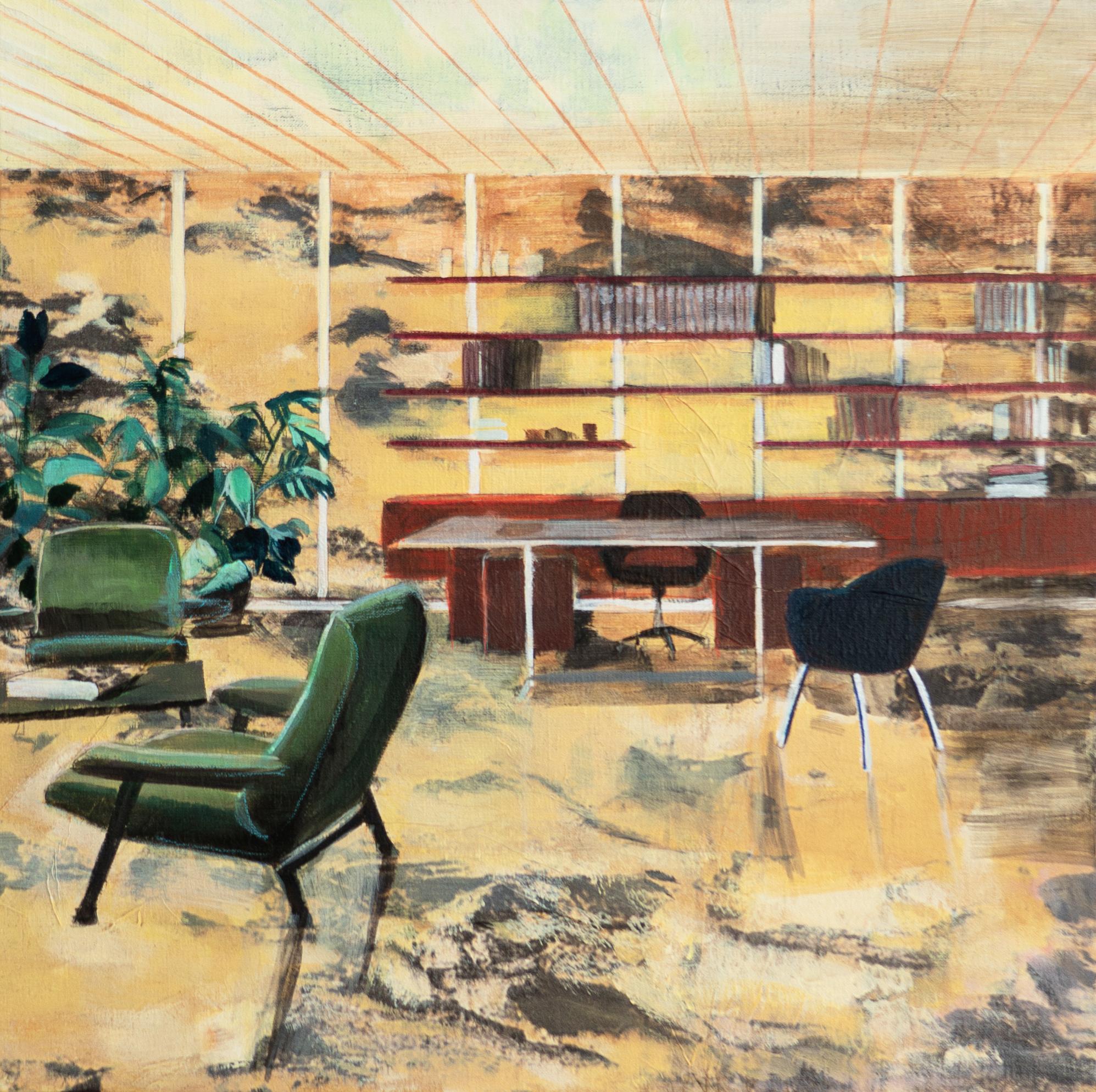 OFICINA Pirelli building Gio Ponti (framed) acrylic on japanese paper on linen