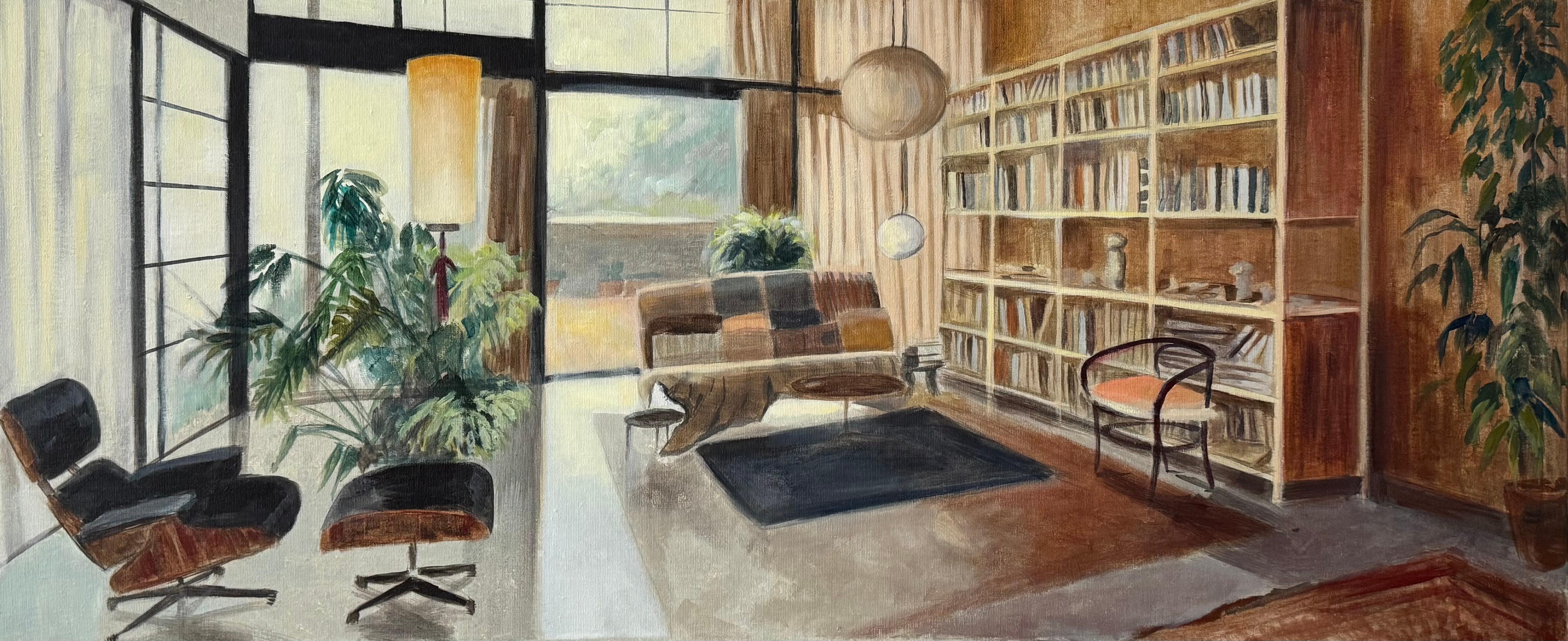 Figurative Painting di Bea Sarrias  - TENDER LIGHT AT EAMES HOUSE