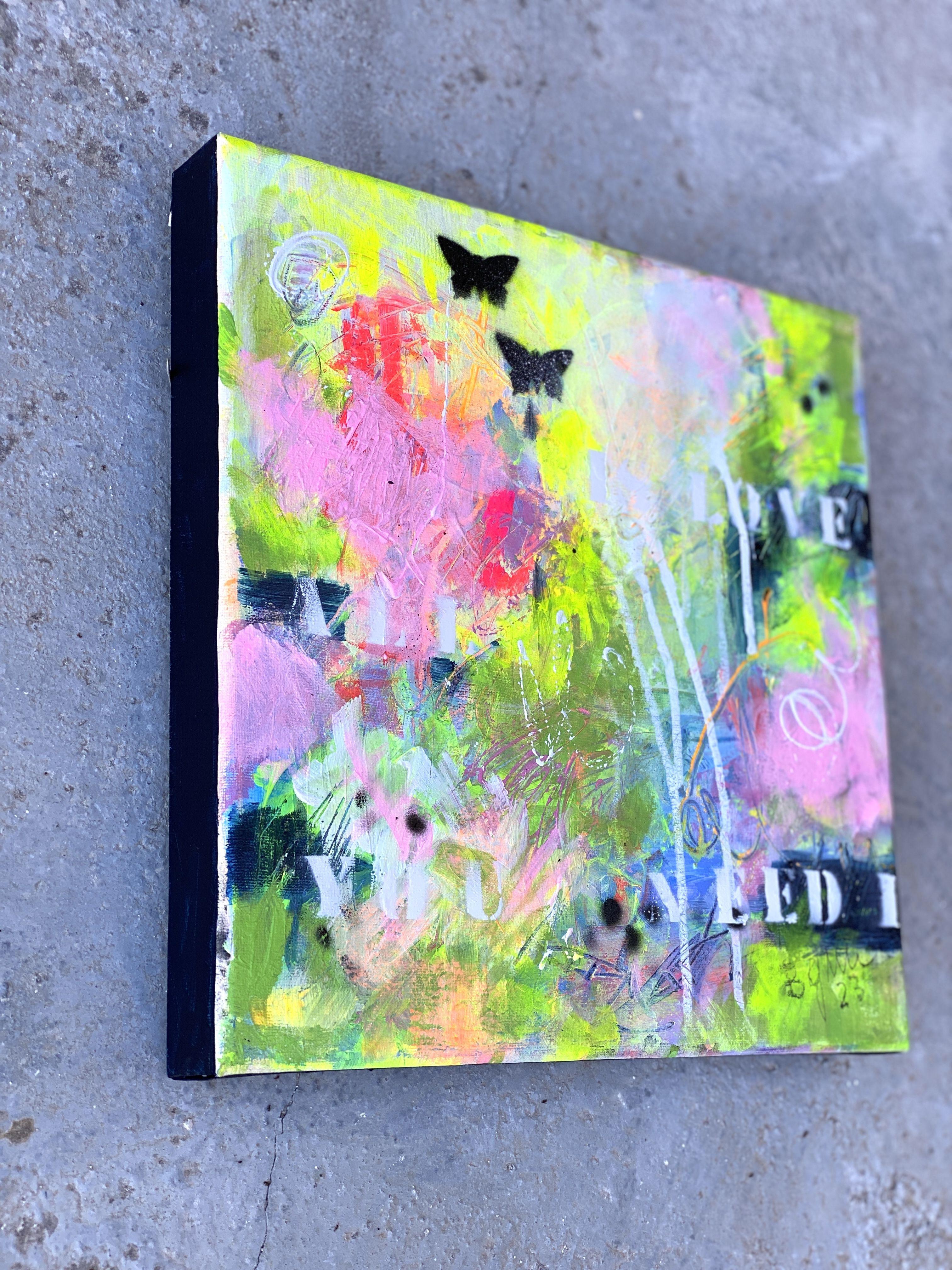 Alles, was Sie brauchen, ist Liebe Nr.16, Gemälde, Acryl auf Leinwand (Grau), Abstract Painting, von Bea Schubert