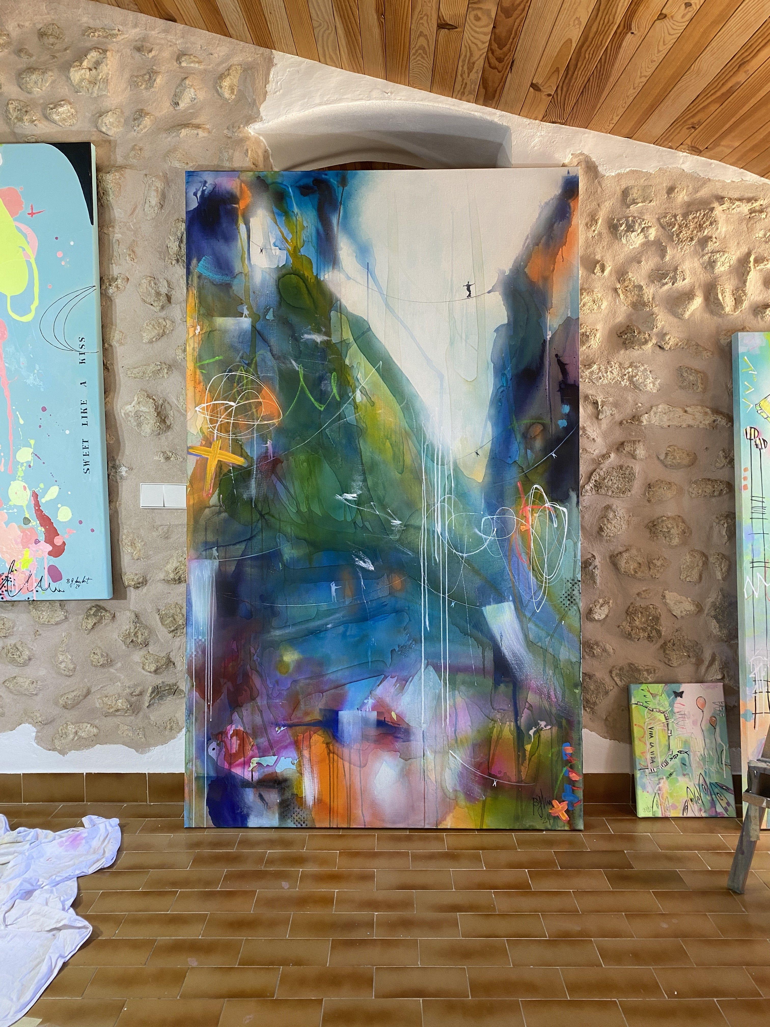Costruire ponti n.15, Pittura, Acrilico su tela - Abstract Painting Grigio di Bea Schubert