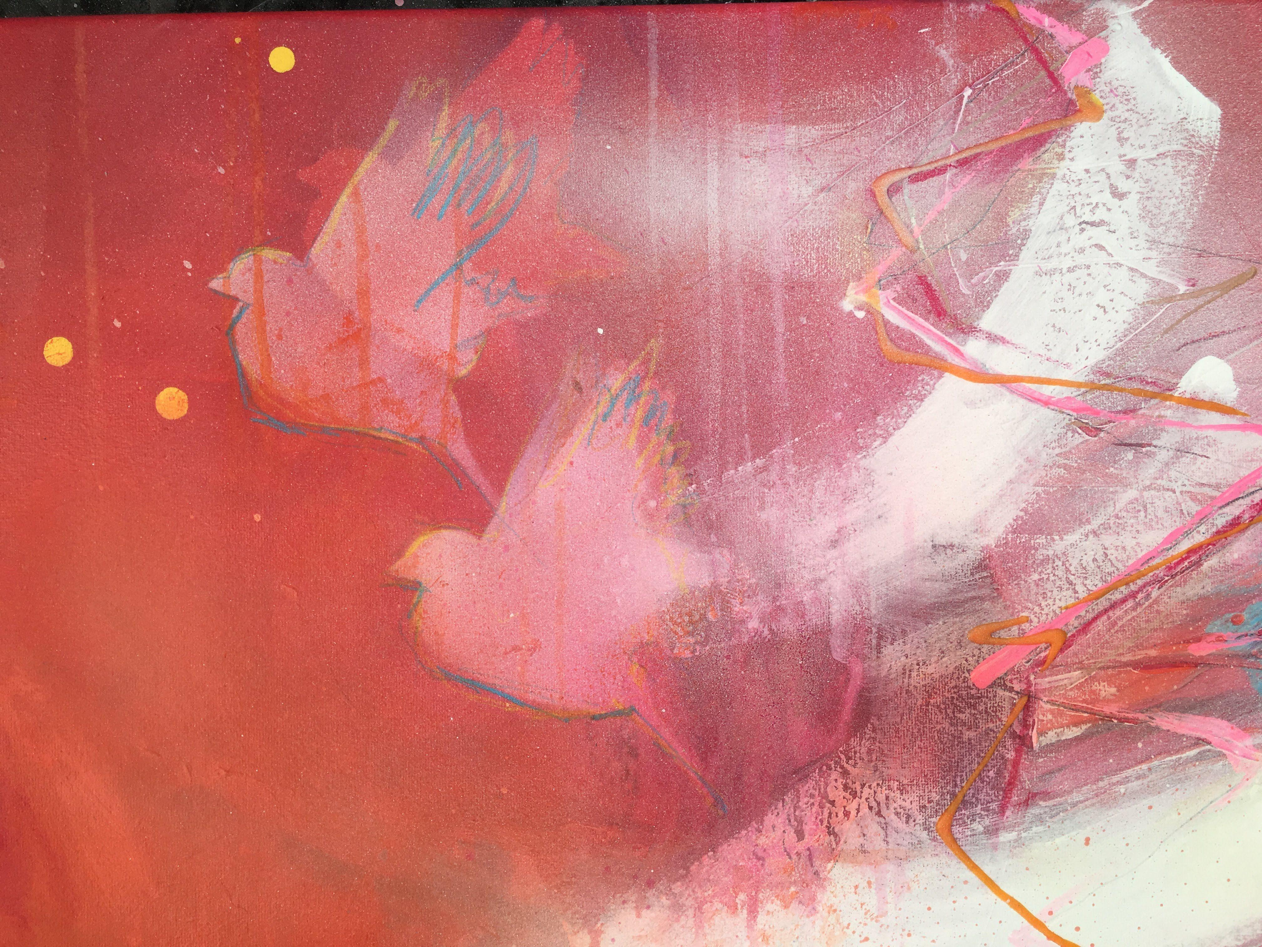 Donâ€˜t give up No.2, Painting, Acrylic on Canvas - Pink Abstract Painting by Bea Schubert