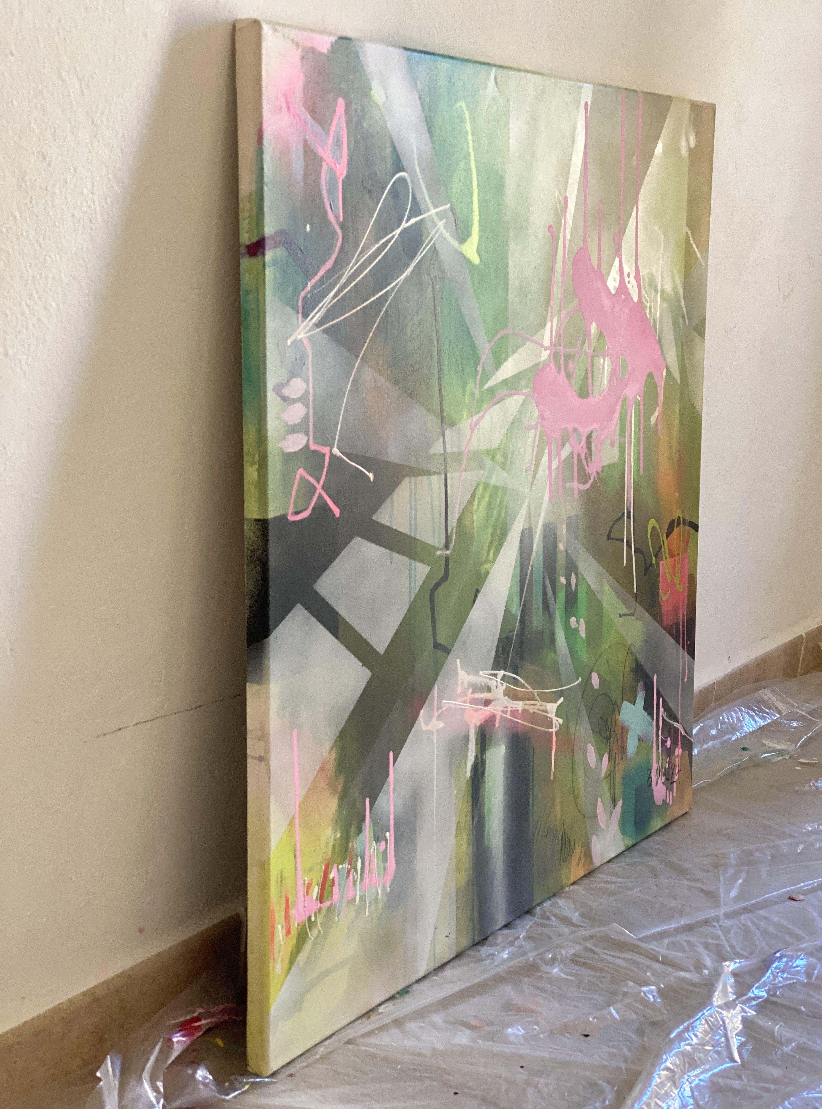 Dream Green, Gemälde, Acryl auf Leinwand (Braun), Abstract Painting, von Bea Schubert