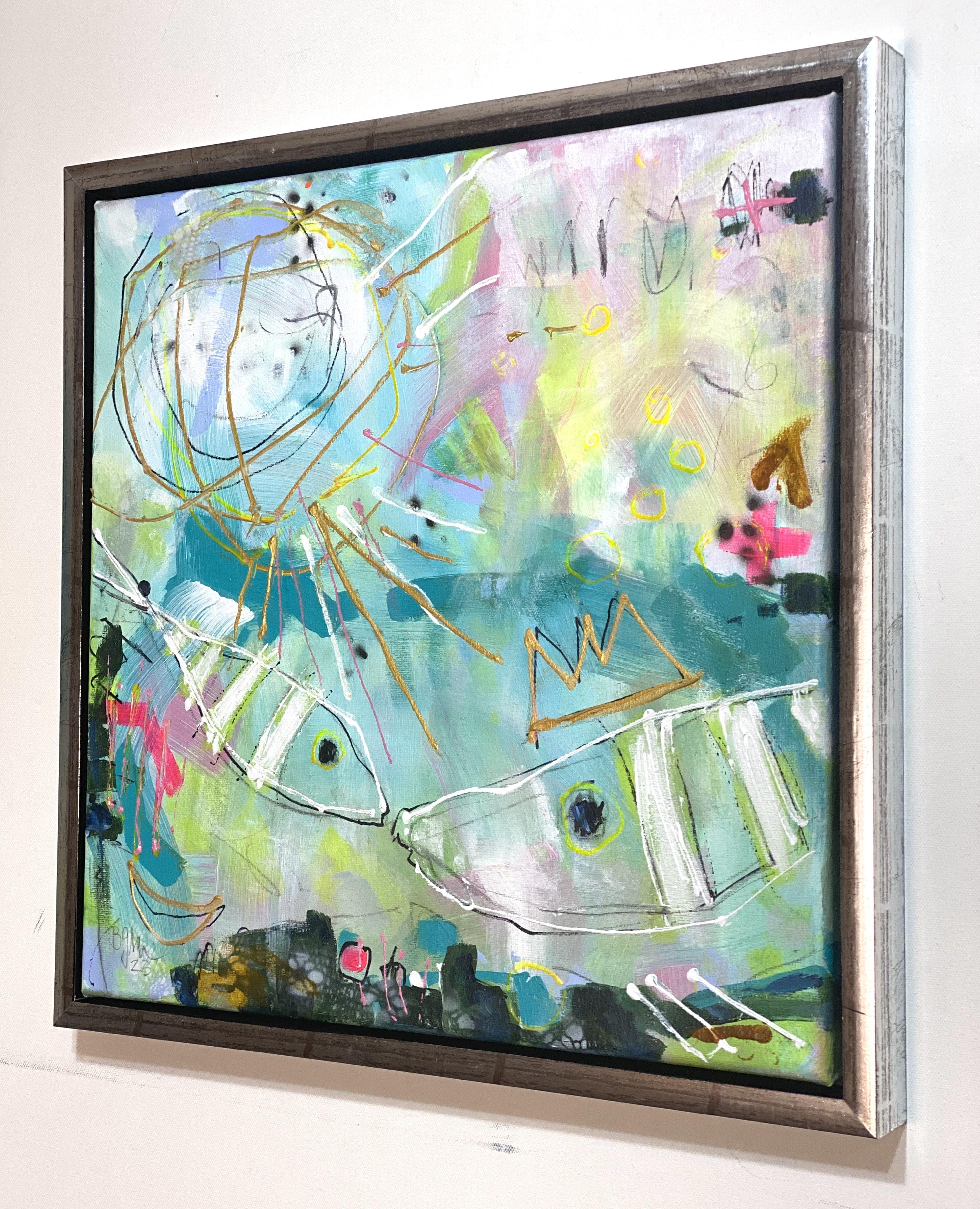 Fishes in Love No.1  (framed), Painting, Acrylic on Canvas For Sale 1