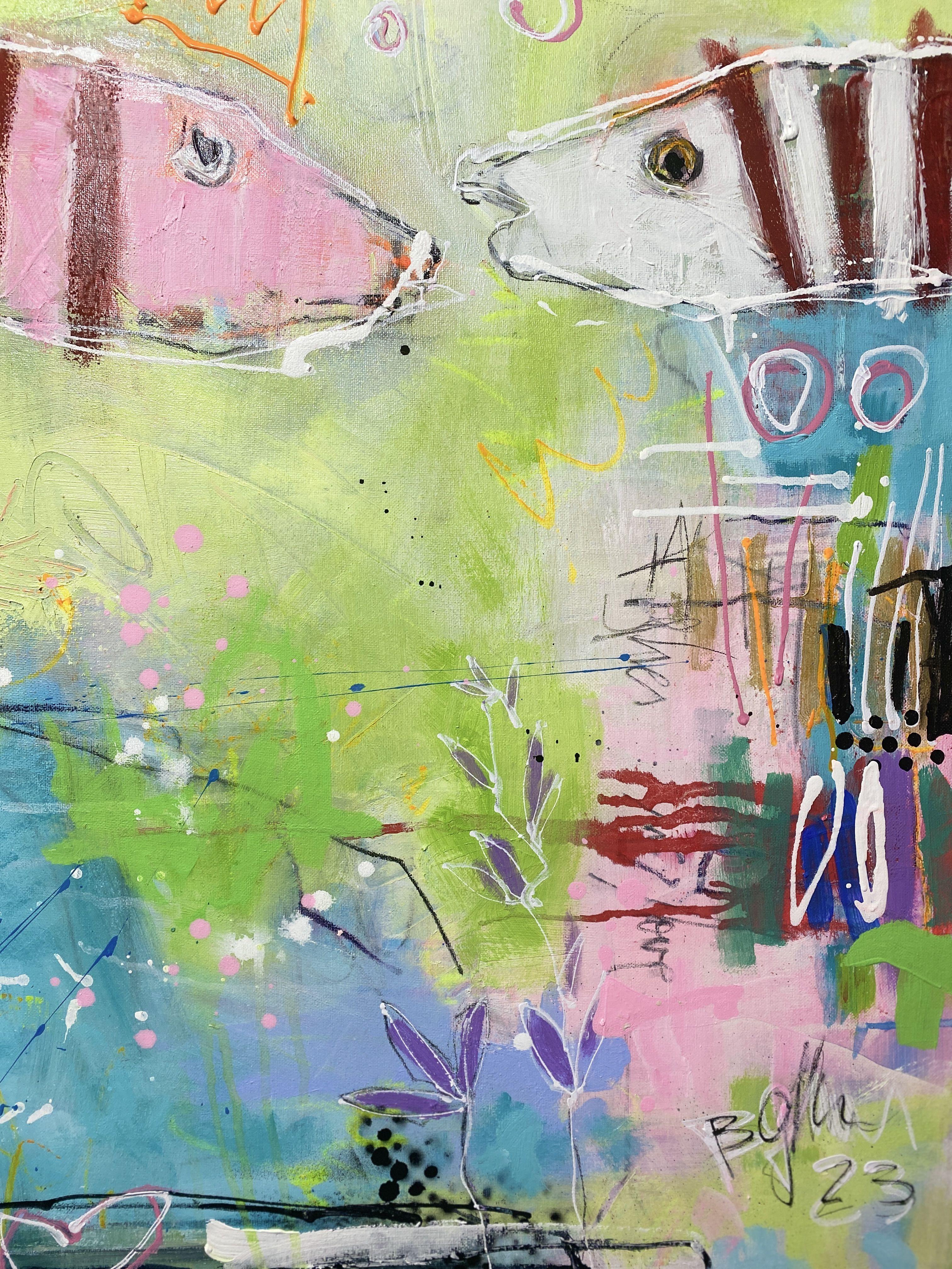 Fische in Love No.6, Gemälde, Acryl auf Leinwand (Pop-Art), Painting, von Bea Schubert