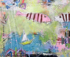 Fishes in Love No.6, Painting, Acrylic on Canvas
