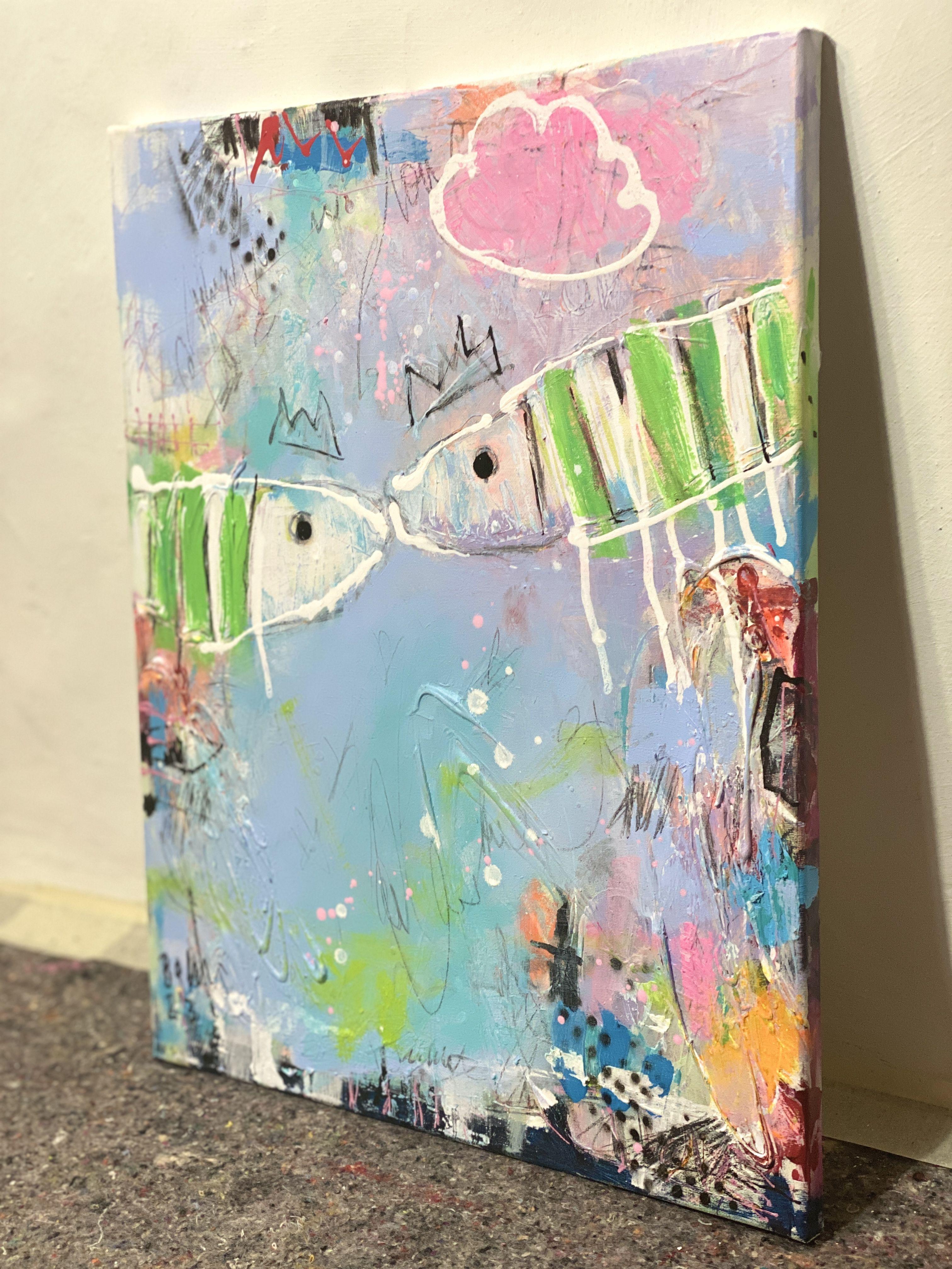 Fische in Love No.7, Gemälde, Acryl auf Leinwand (Pop-Art), Painting, von Bea Schubert