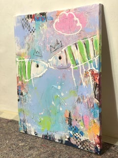 Fishes in Love No.7, Painting, Acrylic on Canvas