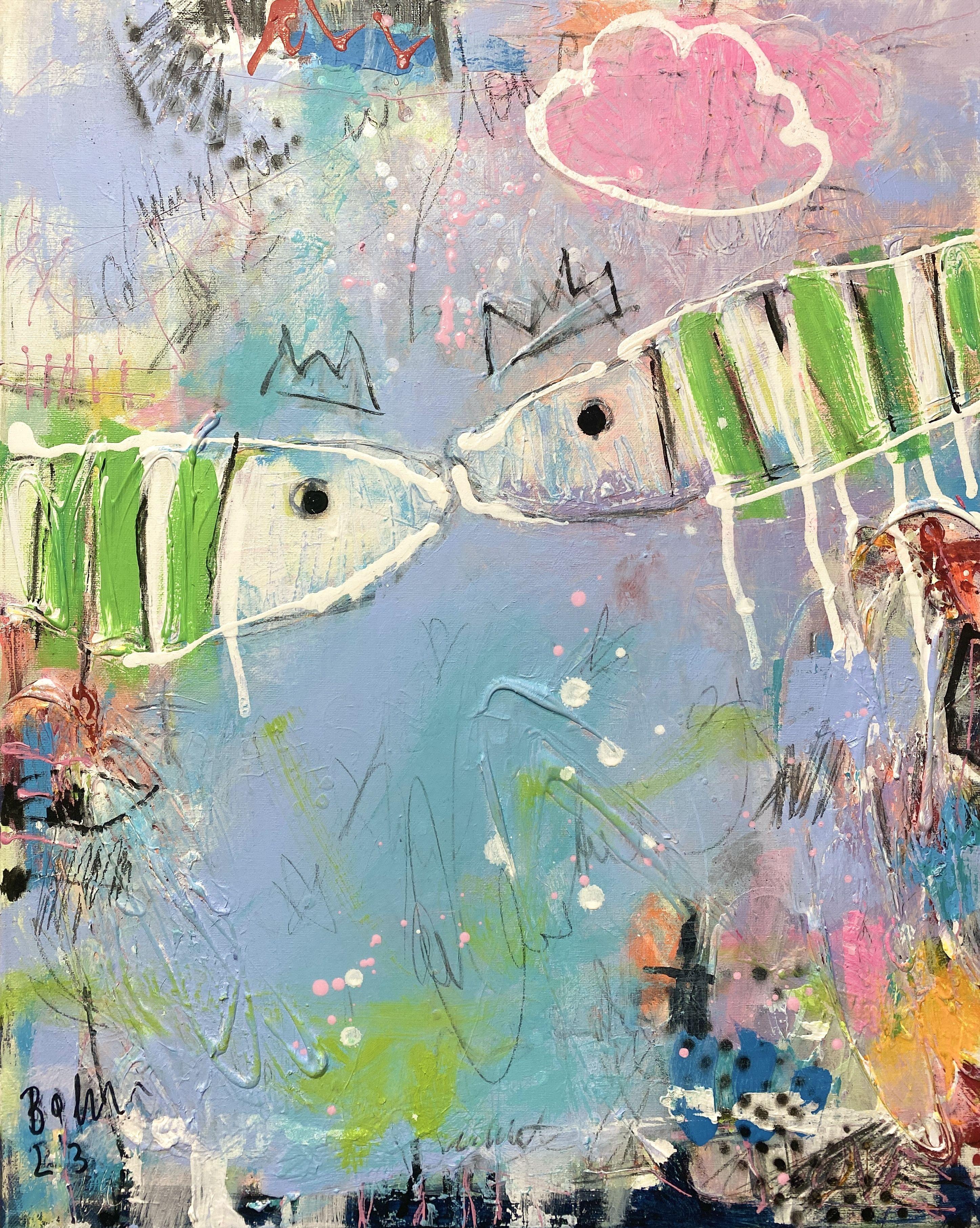 Fische in Love No.7, Gemälde, Acryl auf Leinwand
