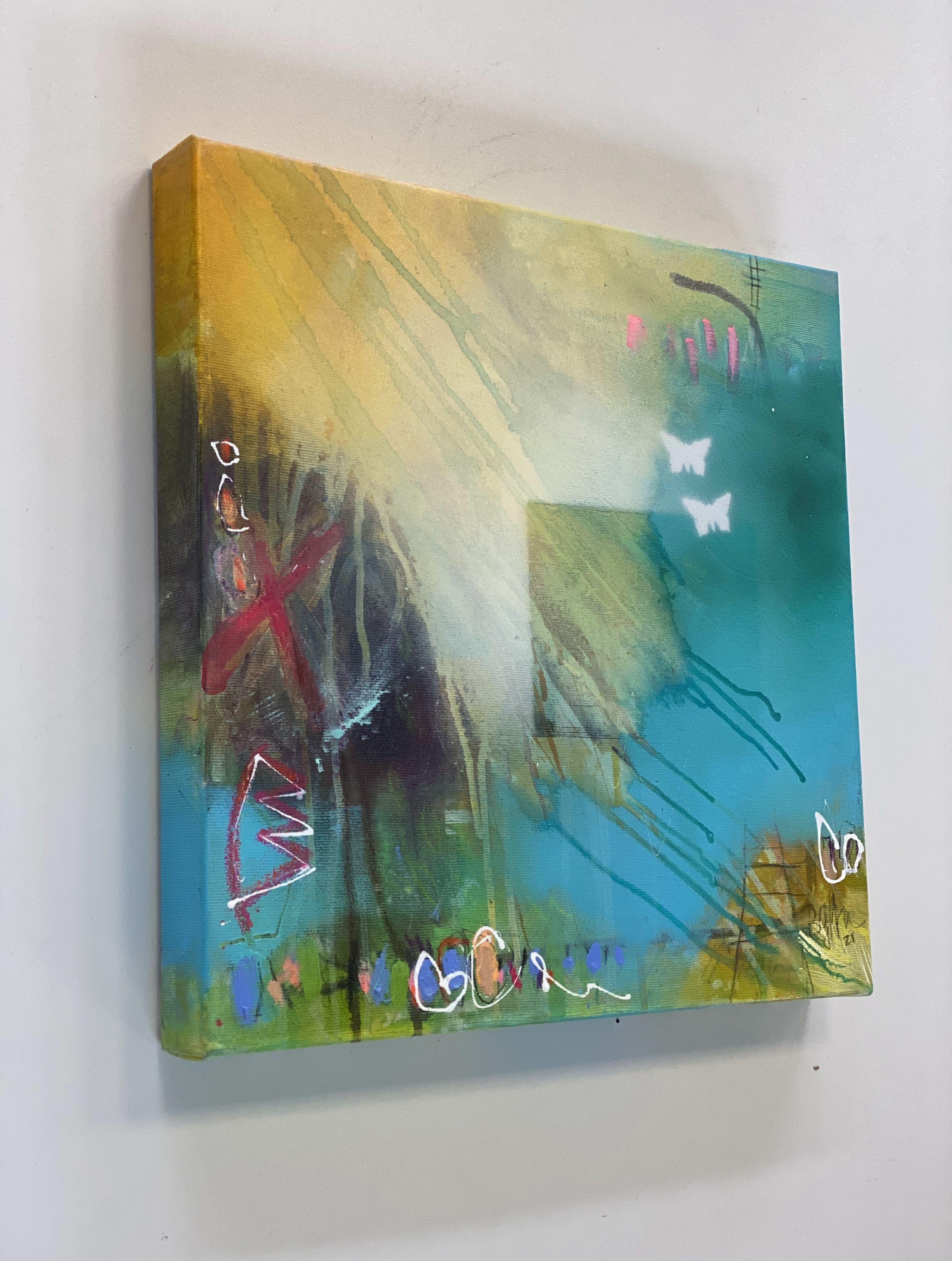 Fly me to the Moon No...2, Gemälde, Acryl auf Leinwand (Grau), Abstract Painting, von Bea Schubert