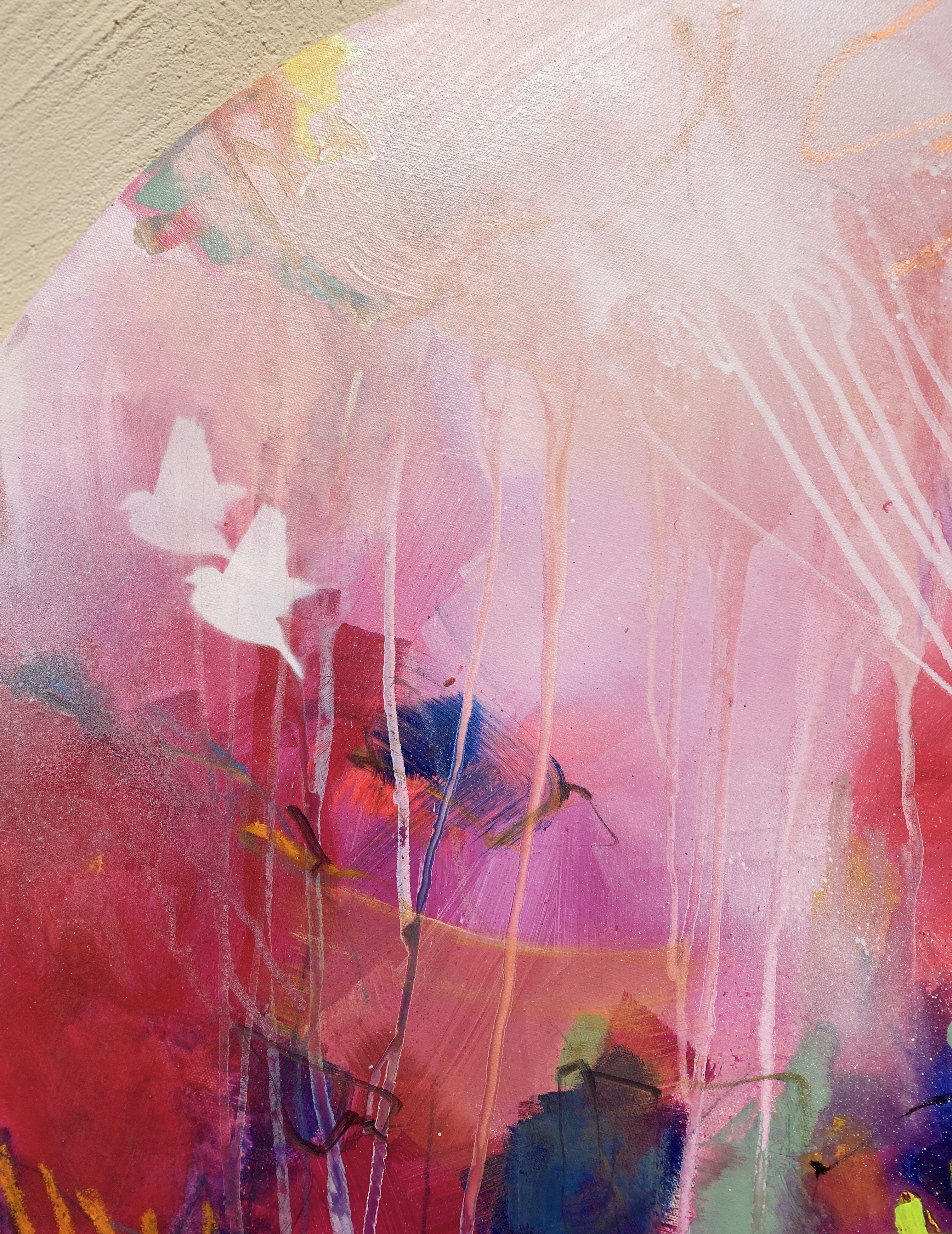 Fliegende Heimat Nr.5, Gemälde, Acryl auf Leinwand (Beige), Abstract Painting, von Bea Schubert