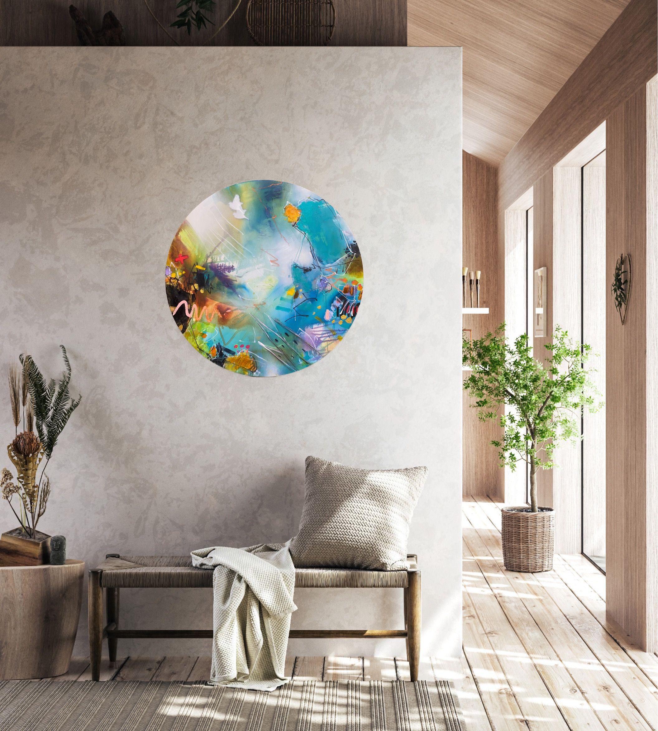 Flying Home No.7, Painting, Acrylic on Canvas - Gray Abstract Painting by Bea Schubert