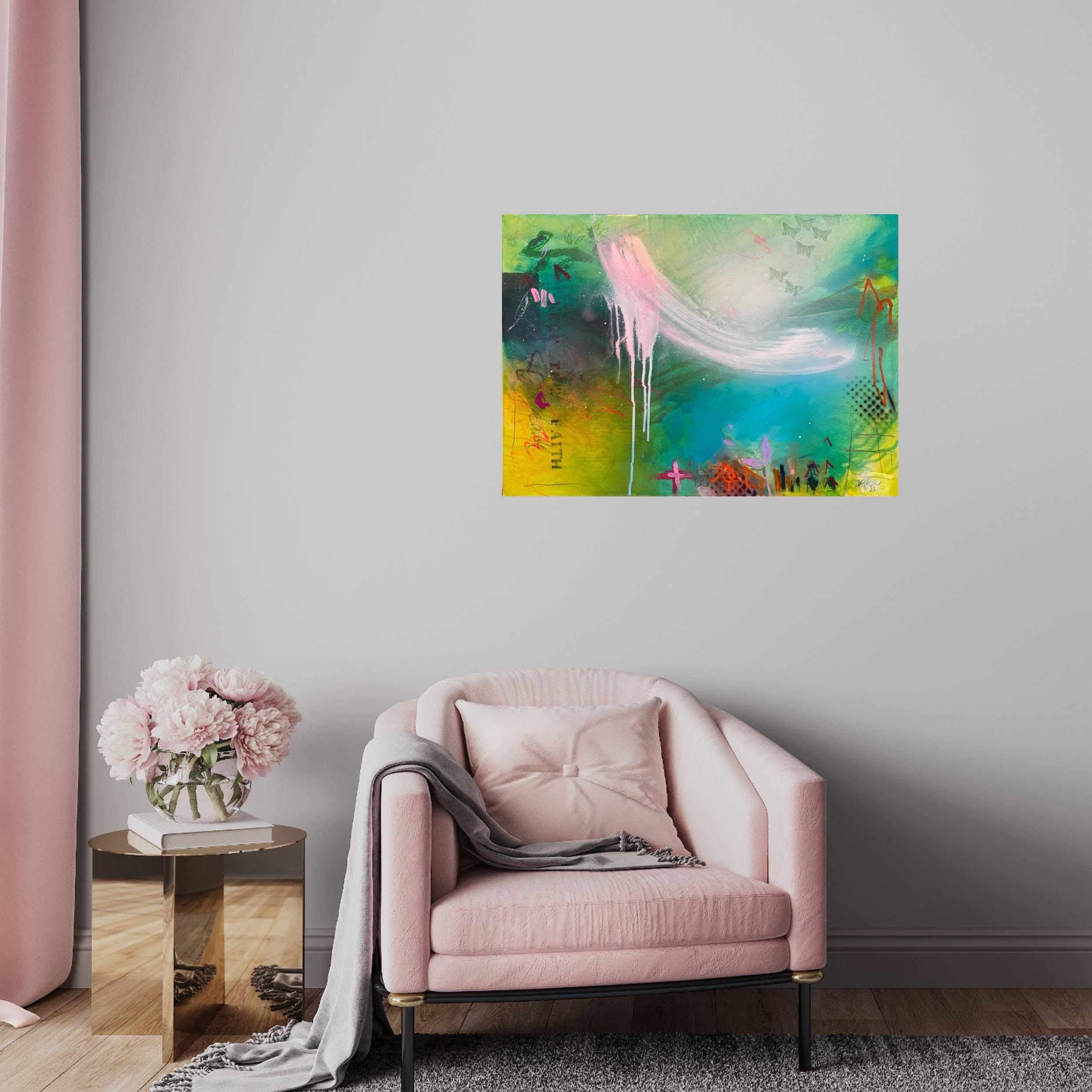 Keep the Faith No.3, Painting, Acrylic on Canvas - Gray Abstract Painting by Bea Schubert