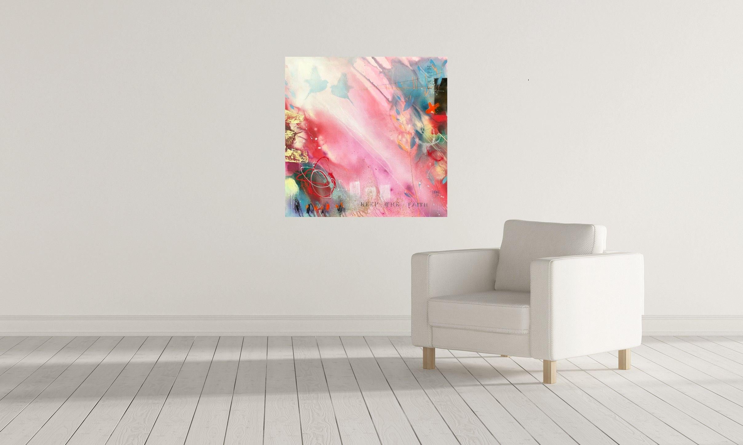keep the faith VIII, Painting, Acrylic on Canvas - Beige Abstract Painting by Bea Schubert