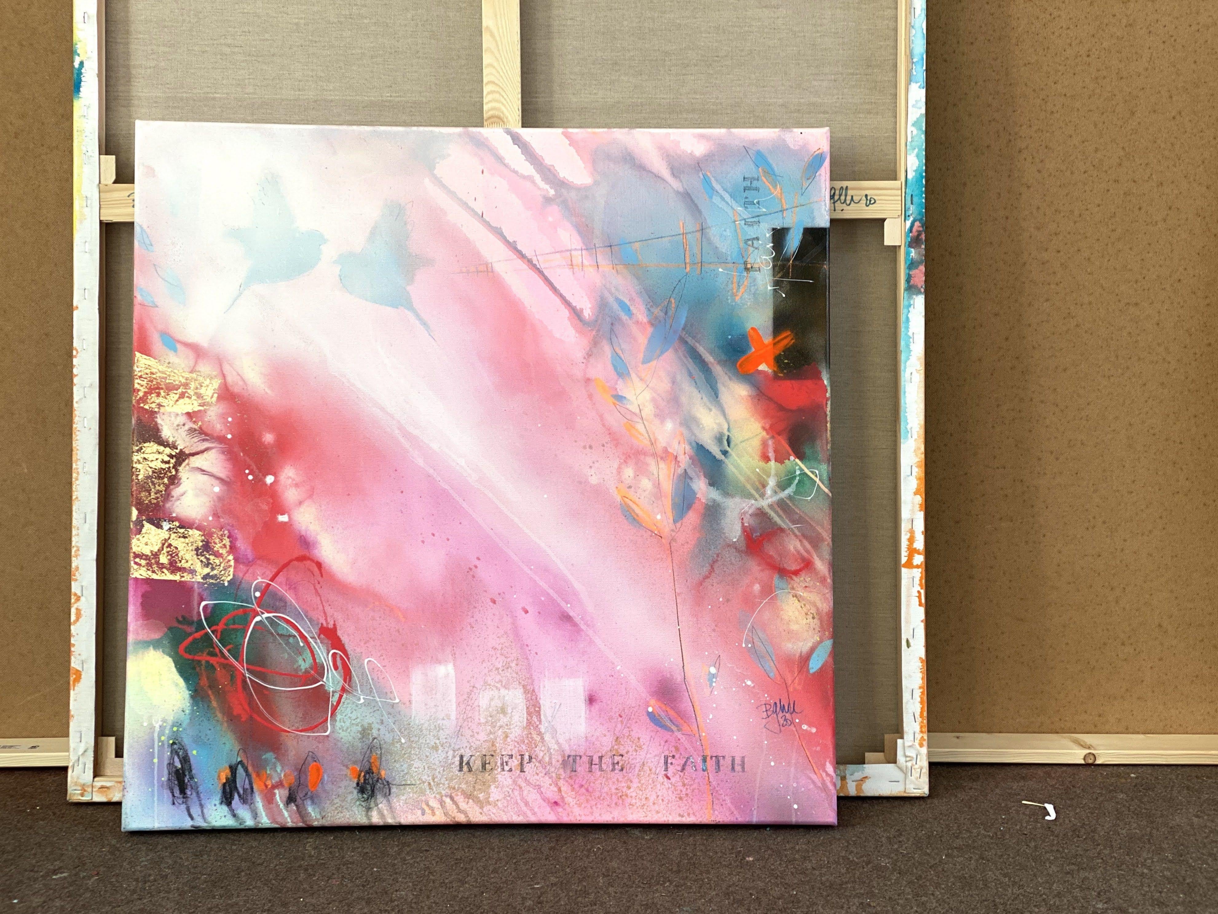 Mantieni la fede VIII, Pittura, Acrilico su tela - Abstract Painting Beige di Bea Schubert