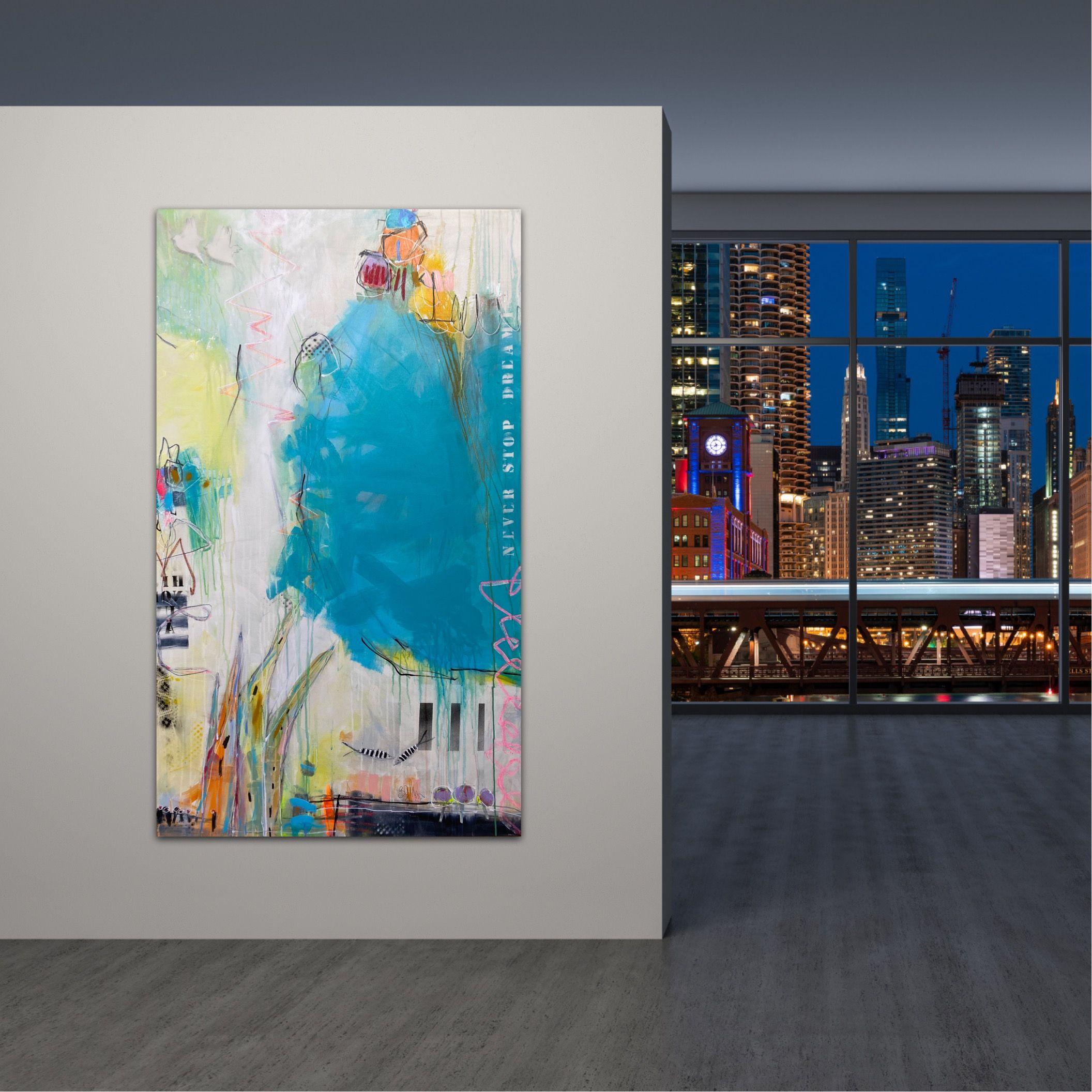 Never Stop Dreaming No.1, Painting, Acrylic on Canvas - Gray Abstract Painting by Bea Schubert