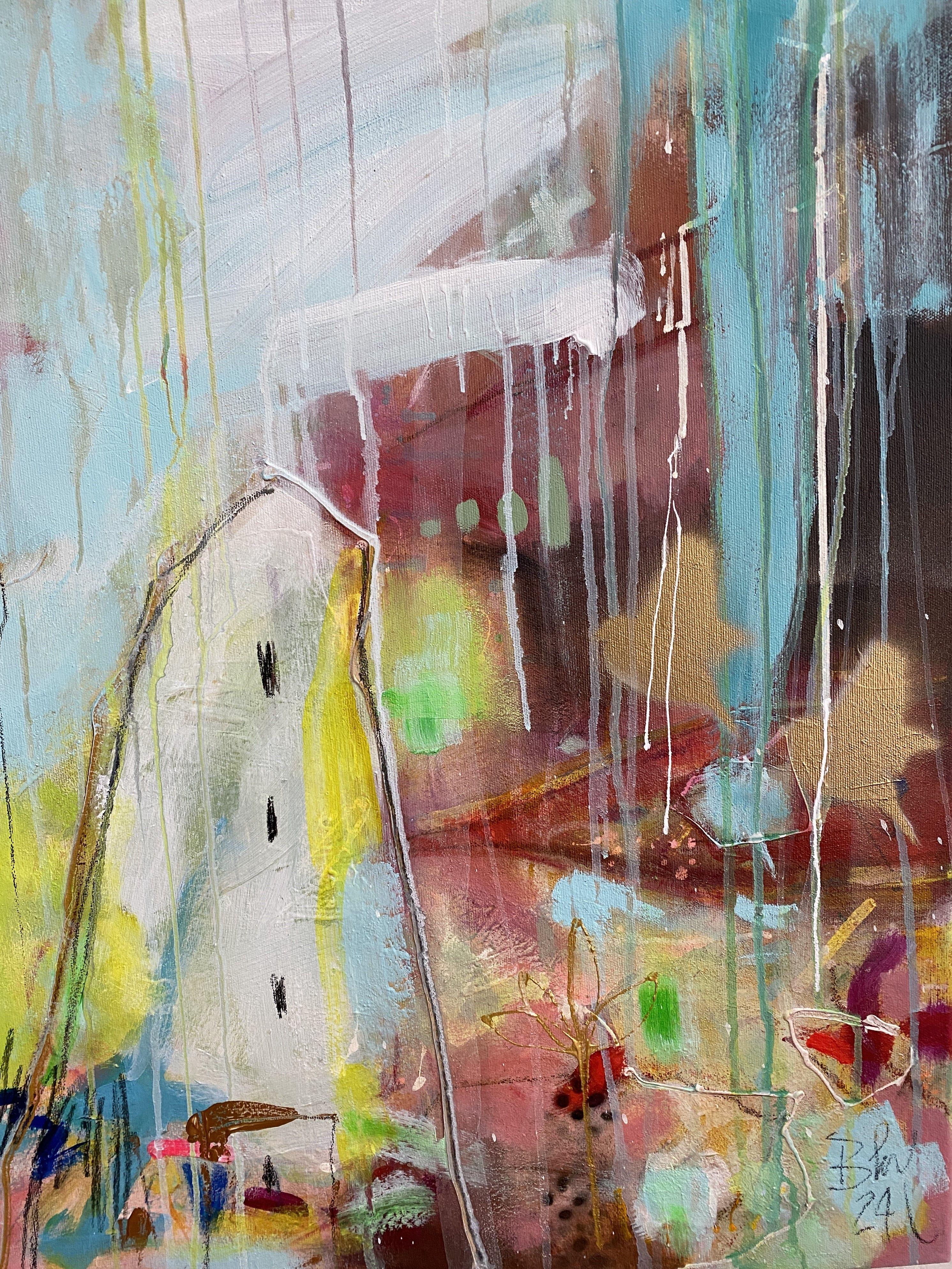 There is no place like home No.6 is a colourful expressive painting ( acrylics, ink, pastels, neon paint, spray paint ) on high quality canvas. It is 55 cm W/21.65