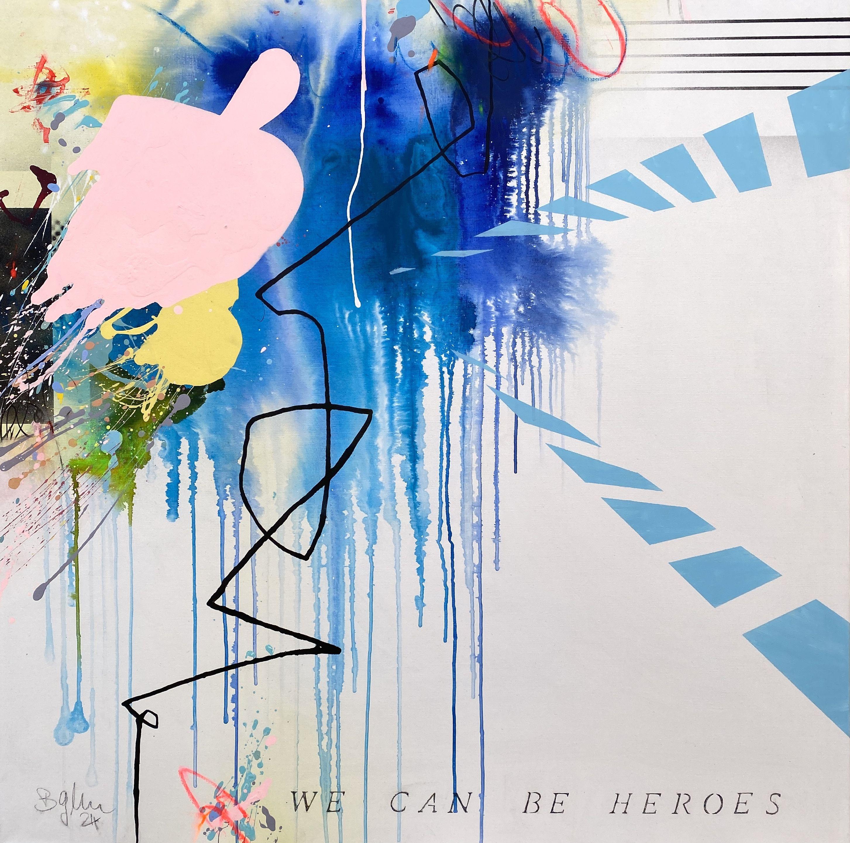 We Can Be Heroes, Gemälde, Acryl auf Leinwand – Painting von Bea Schubert