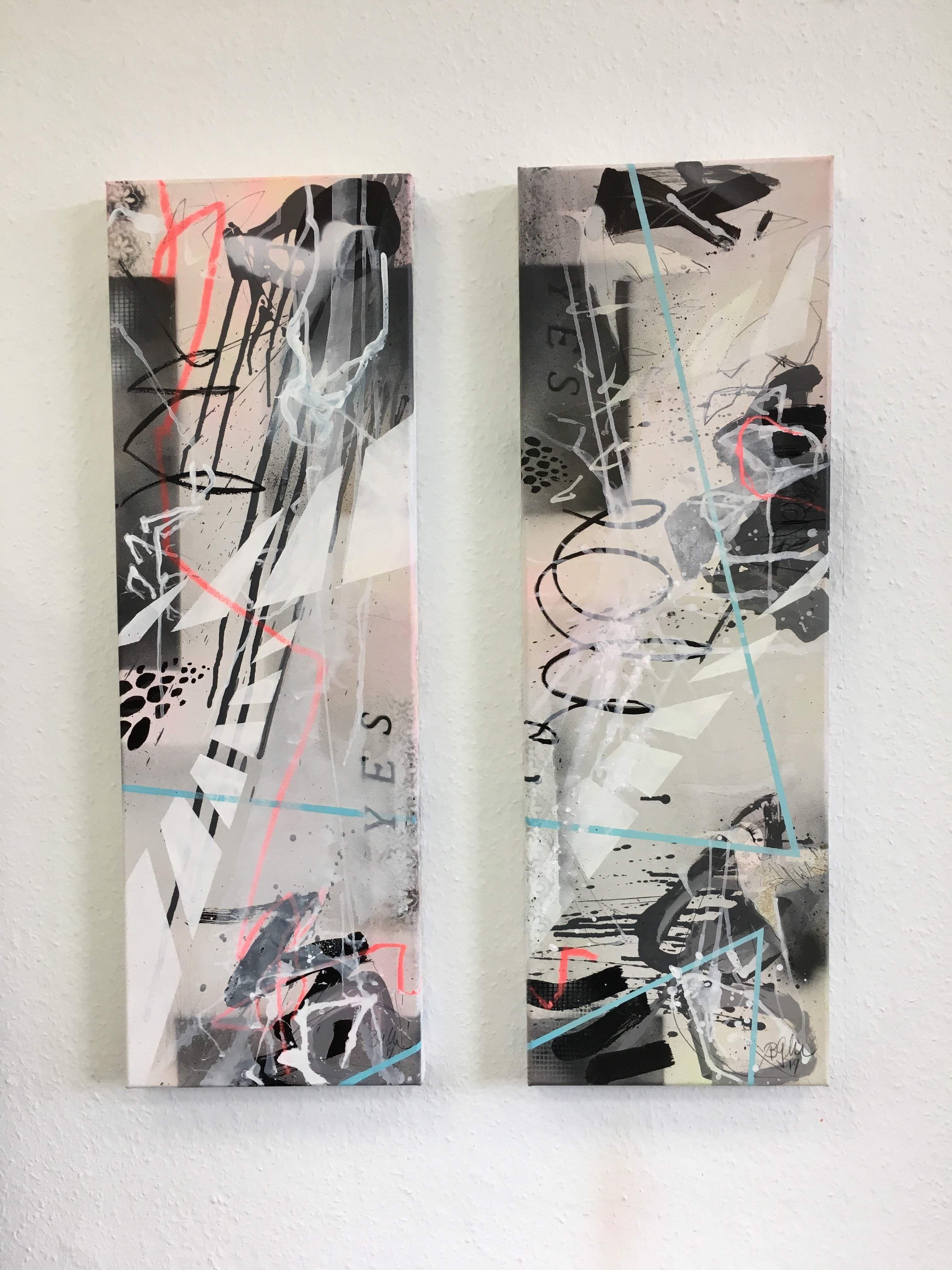 YES No.1 - inspired by Yoko Ono (2 pieces), Painting, Acrylic on Canvas For Sale 1