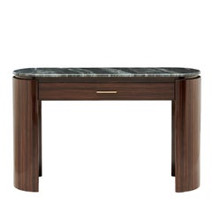 Meuble-lavabo en bois de rose brillant rayé avec plan de travail en marbre