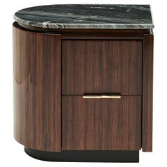 Table de nuit gauche en bois et marbre Bea