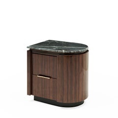 Mesilla de noche derecha de madera y mármol Bea