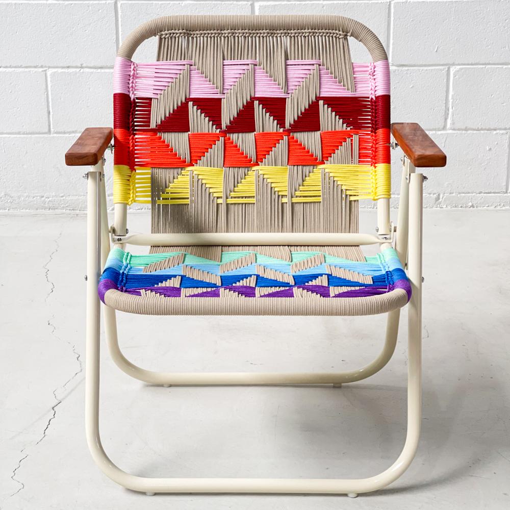 - Trama 10 - main color: sand - secondary colors: colorful.
- structure color: duna

beach chair, country chair, garden chair, lawn chair, camping chair, folding chair, stylish chair, funky chair, armchair

DENGÔ -
A handmade work, which takes all