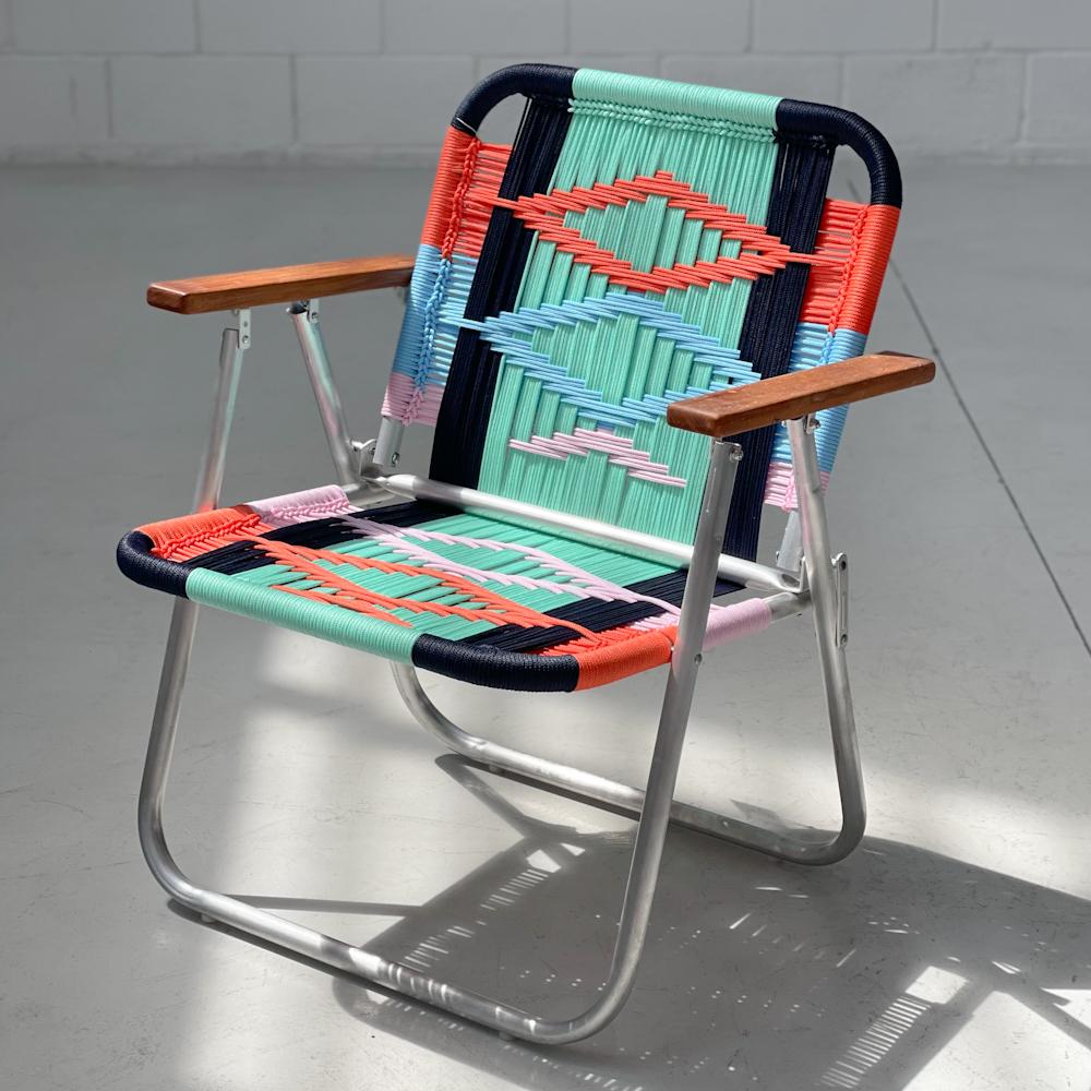 - Trama 3 - main color: baby green - secondary colors: navy, orange, baby blue, baby pink.
- structure color: aluminum

beach chair, country chair, garden chair, lawn chair, camping chair, folding chair, stylish chair, funky chair, armchair

DENGÔ