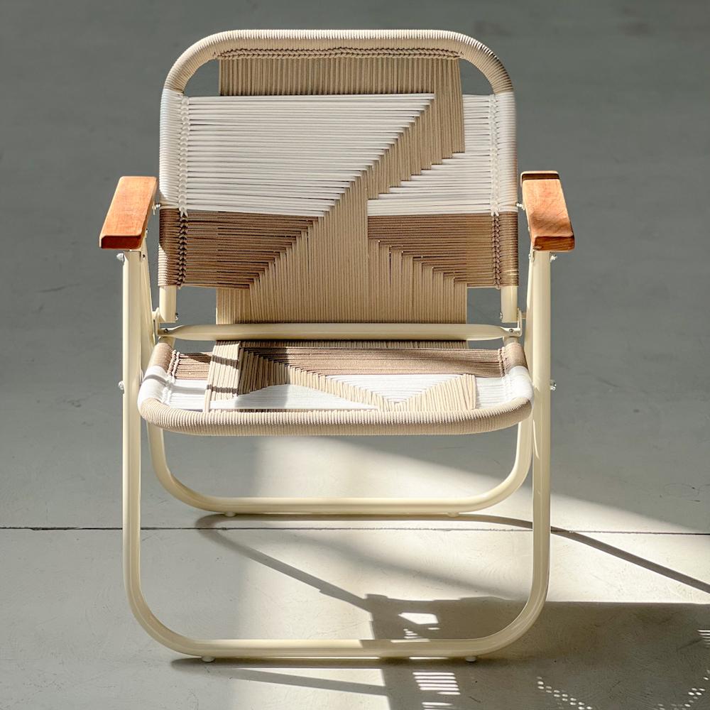 - Trama Classic 1 - main color: sand - secondary colors: white, sepia.
- structure color: duna

beach chair, country chair, garden chair, lawn chair, camping chair, folding chair, stylish chair, funky chair, armchair

DENGÔ -
A handmade work, which
