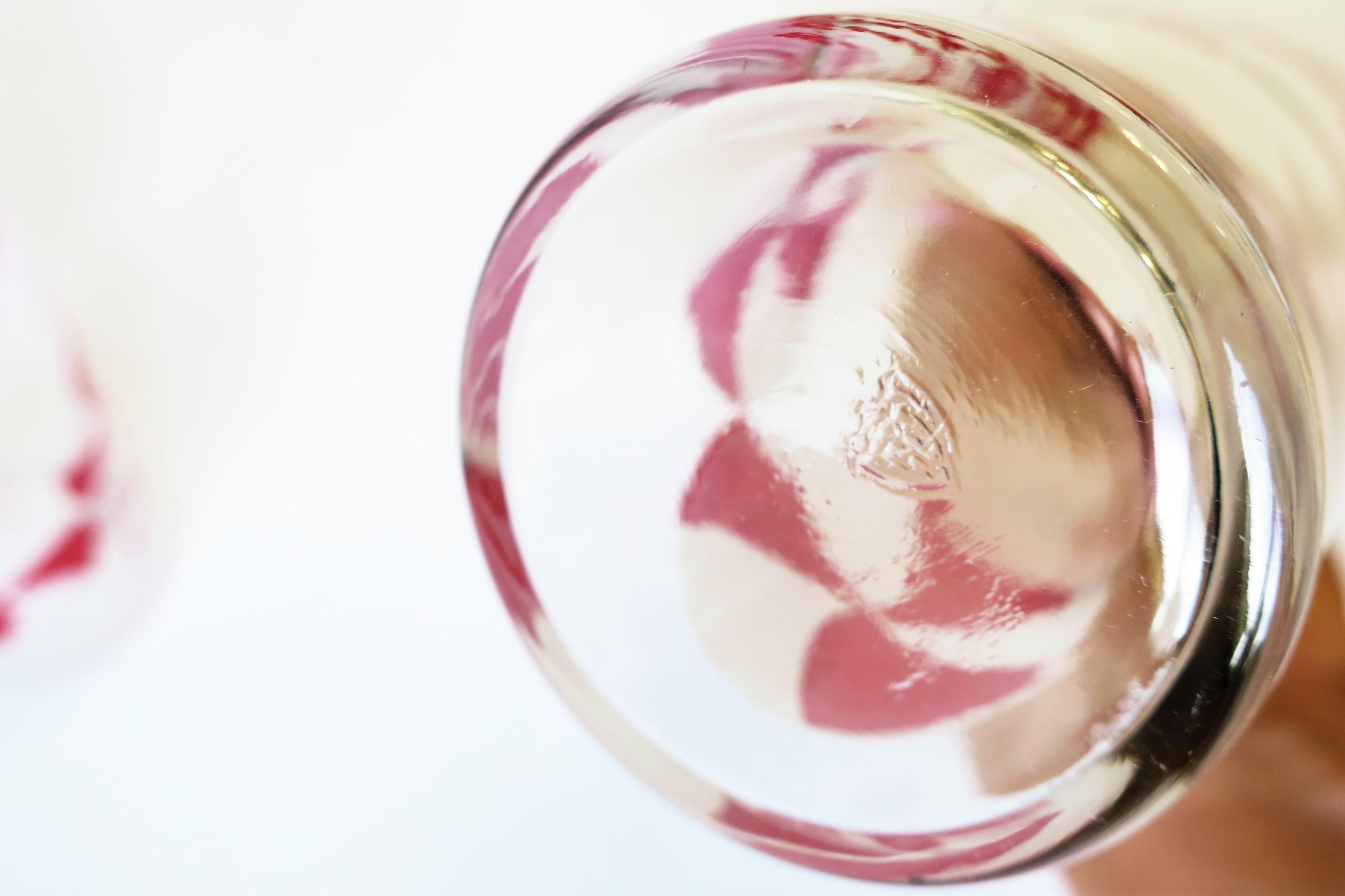 Summer Cocktail Highball Glasses with Beach Ball Design in Red & White, 1930s For Sale 9