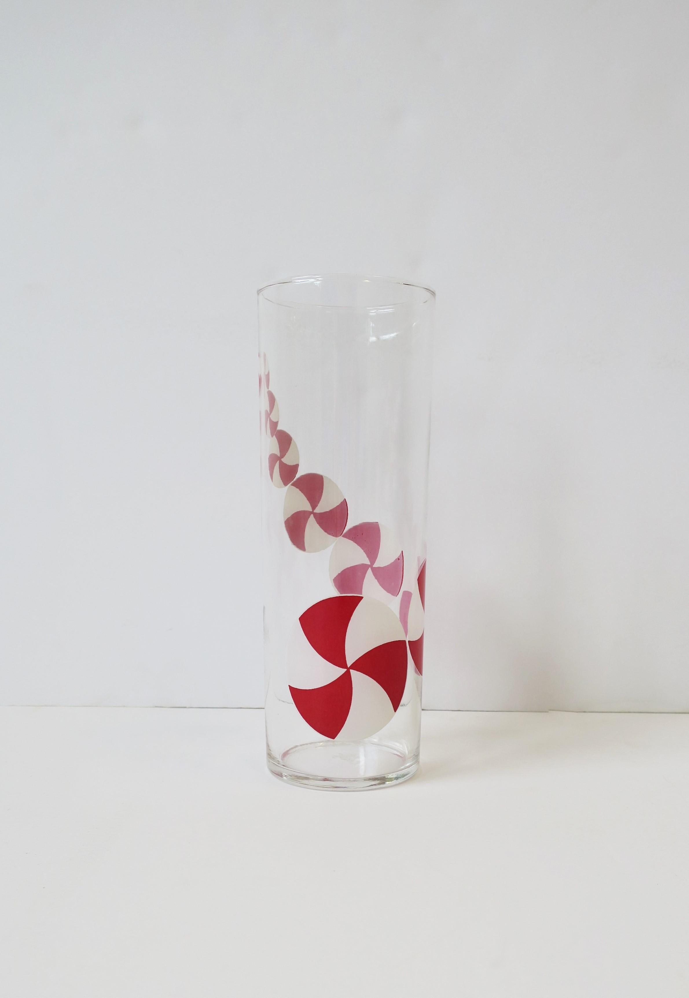 Verres à cocktail hauts d'été avec motif boule de plage en rouge et blanc, années 1930 en vente 7