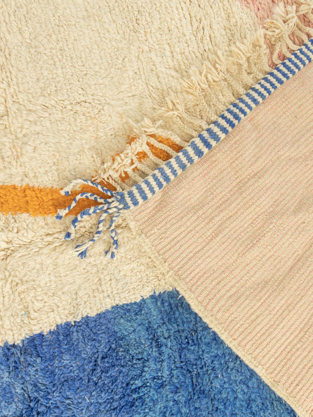 Wool Contemporary Beni Ourain Moroccan Berber Rug modern abstract design beach sea For Sale