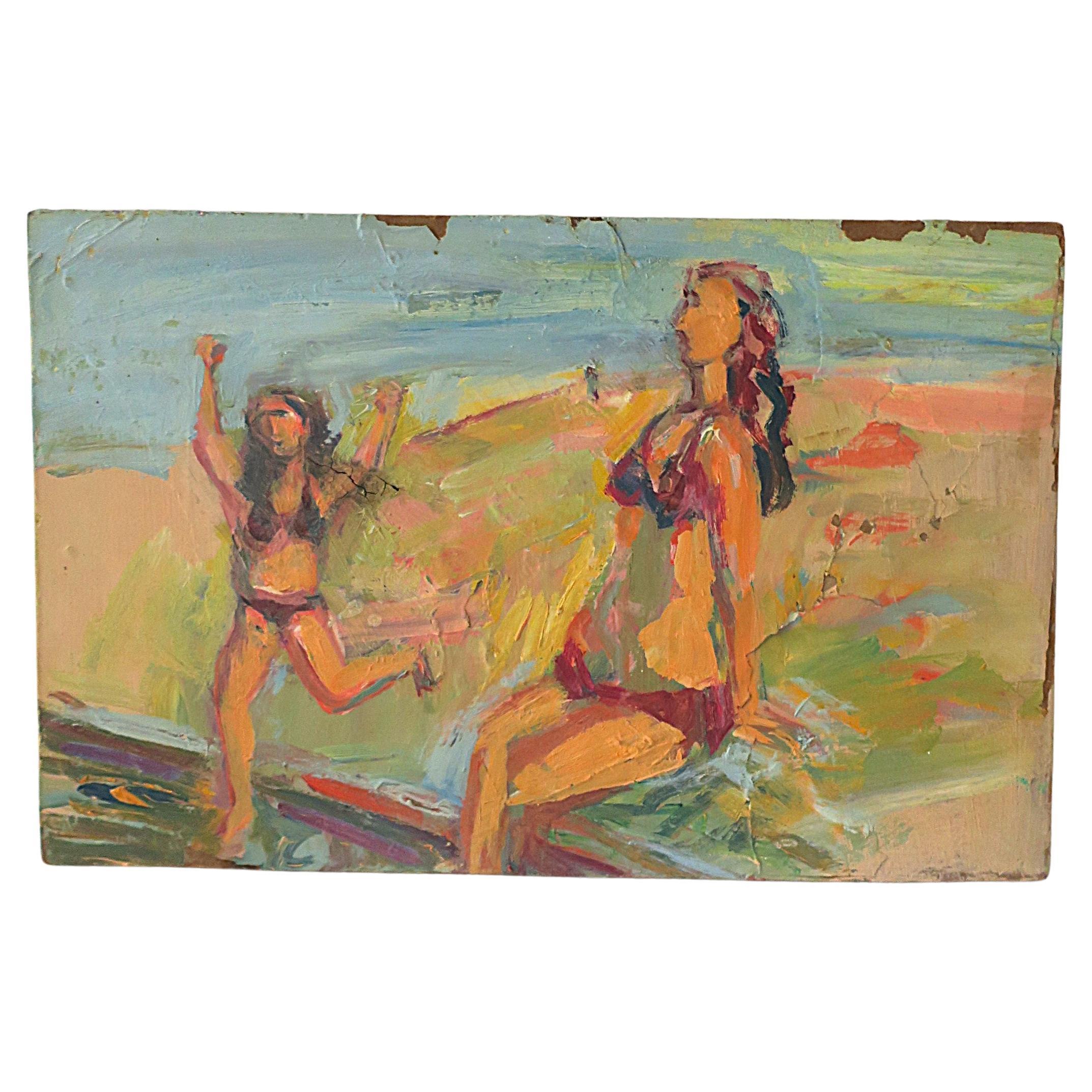 Strand Bikini Sommer Kunstwerk Malerei im Angebot
