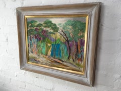 'Beach Camp' Modernist Oil Painting Signed Anne Montgomery, 1984