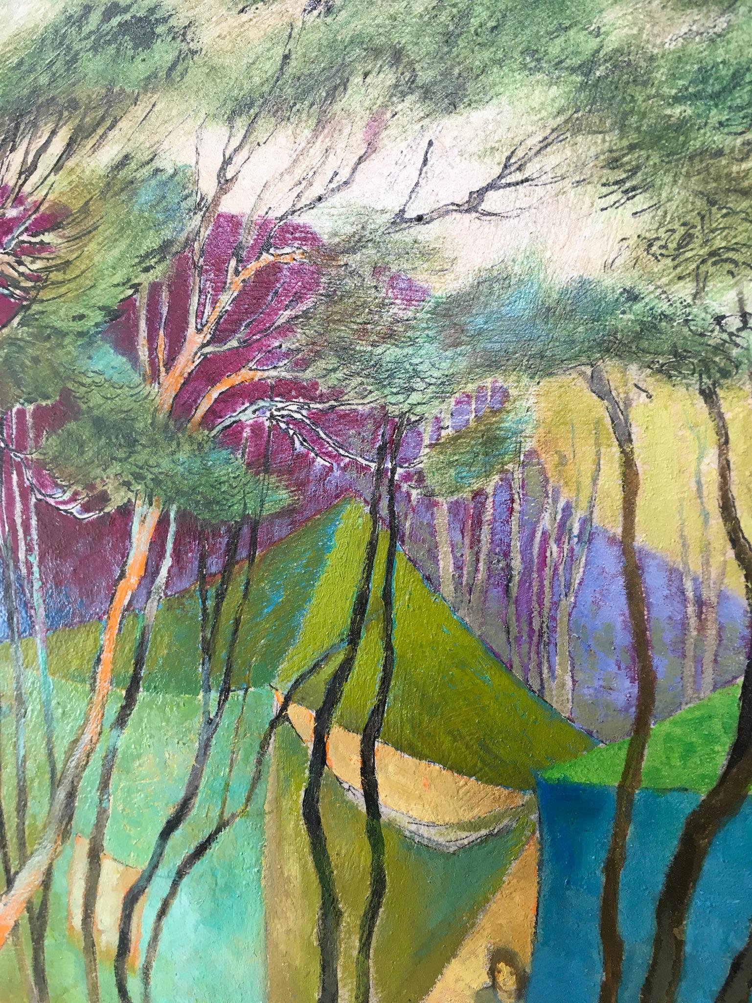 Australian 'Beach Camp' Modernist Oil Painting Signed Anne Montgomery, 1984 For Sale